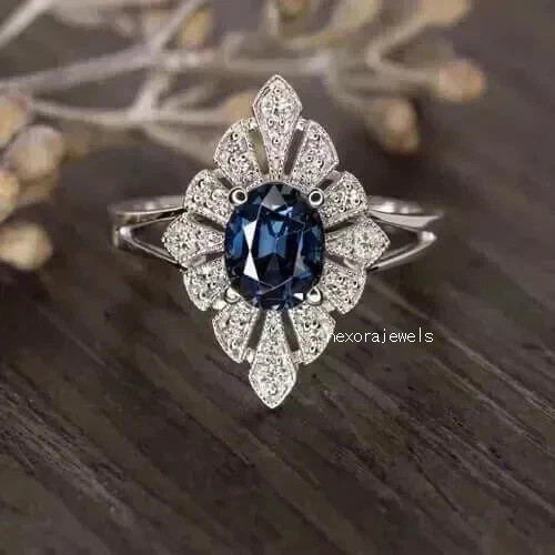 2Ct Art Deco Style Lab Created Diamond Wedding Engagement 14K White Gold FN Ring
