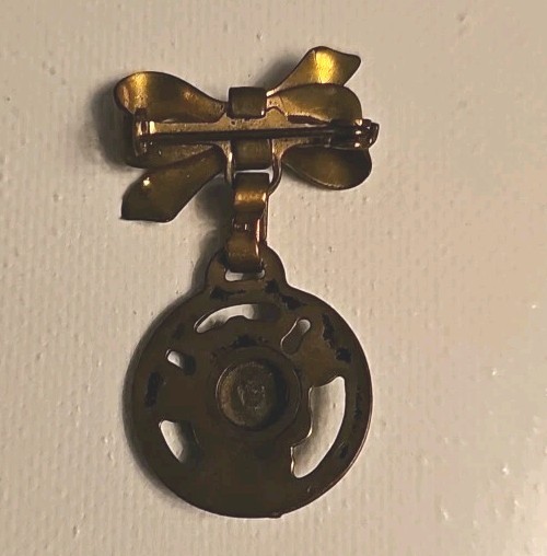 Vintage BORDEN Dairy ELSIE THE COW PIN BROOCH Bow Gold Tone Milk