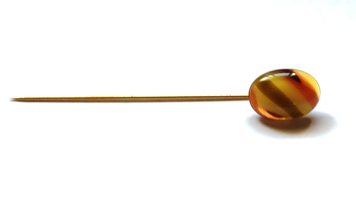 Vintage Brown & White Glass Swirl Stick Pin