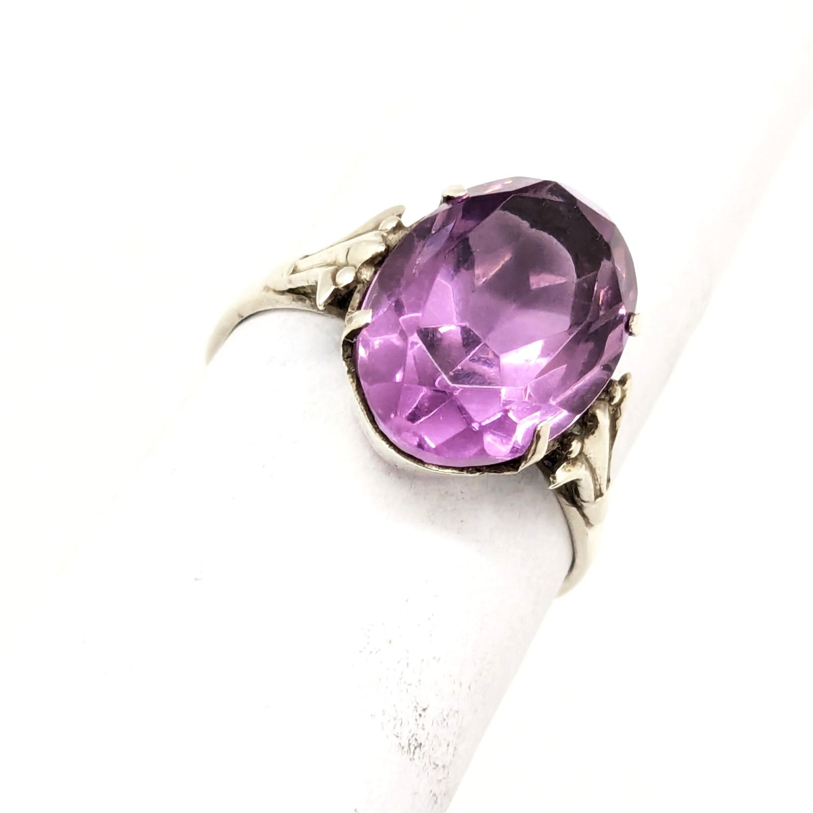 Vintage Soviet RING Silver⭐️875 Star stamp with Amethyst -size: 7US (17mm) | #73