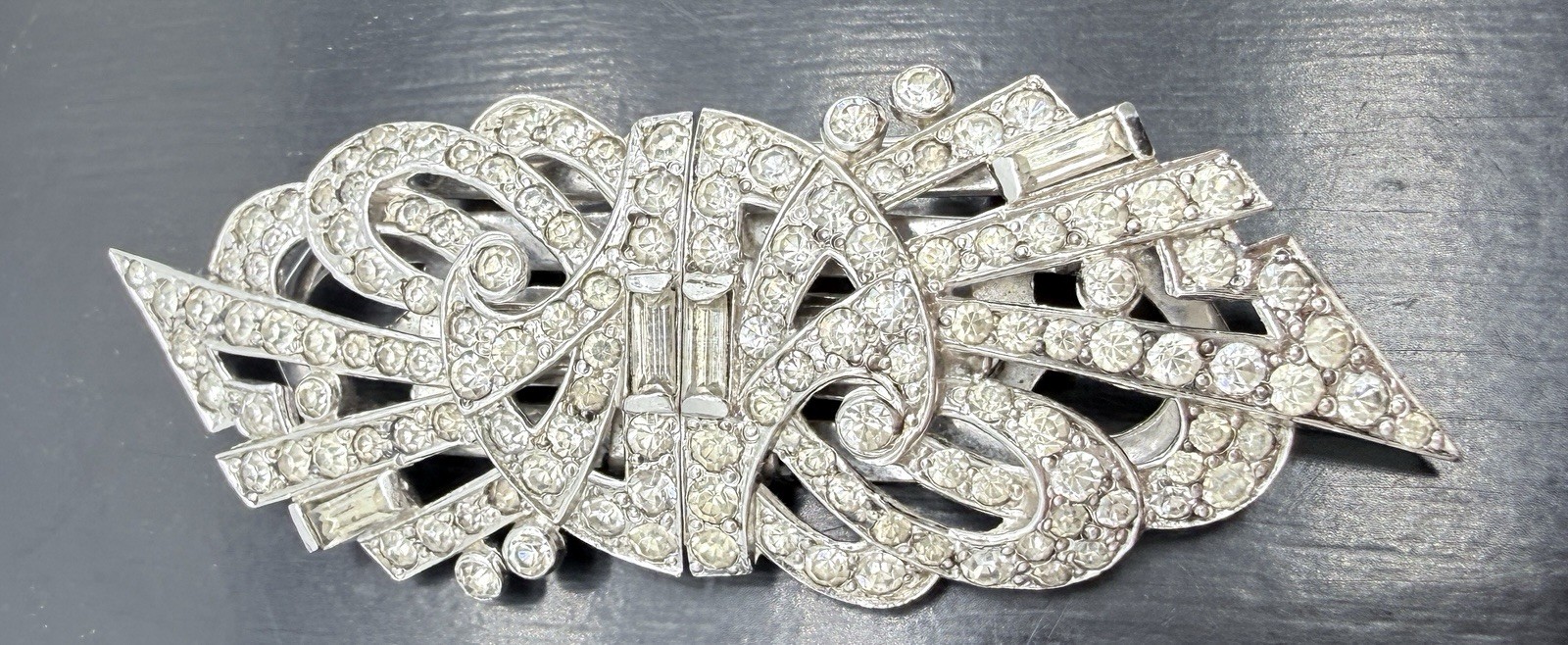 Vintage Art Deco /Retro–Deco Duette Coro Rhinestone Brooch/Pin– Patent 2143538