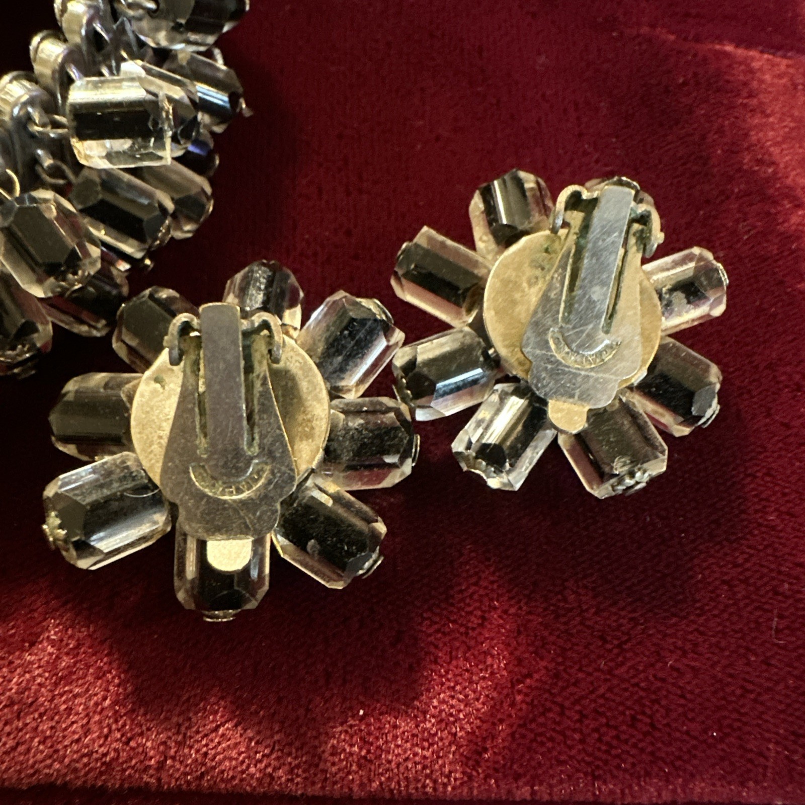 Vintage Faceted Glass Beaded Expansion Bracelet & Clip Earrings Set