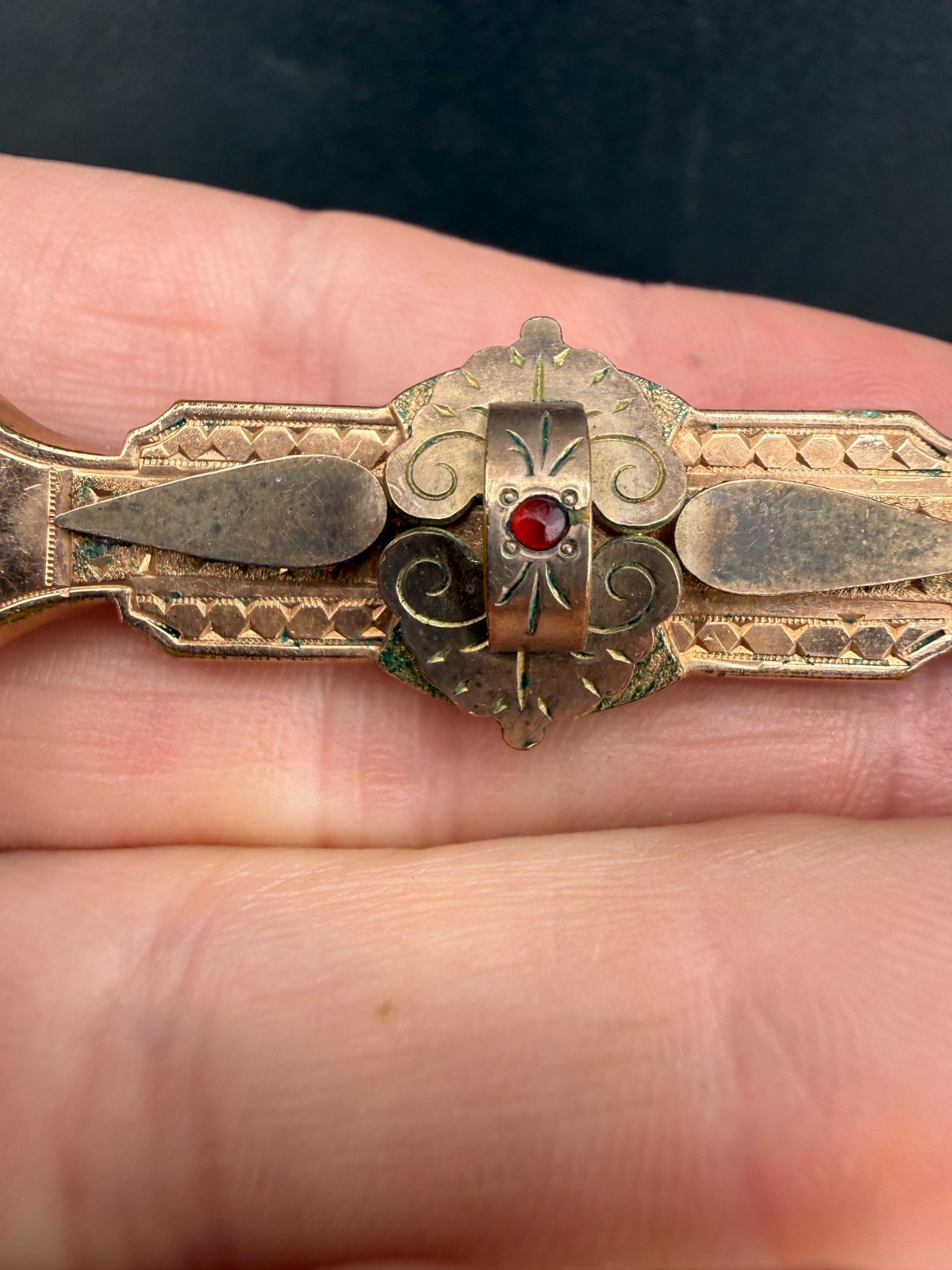 Vintage Edwardian Gold Filled Bar Brooch Renaissance Revival