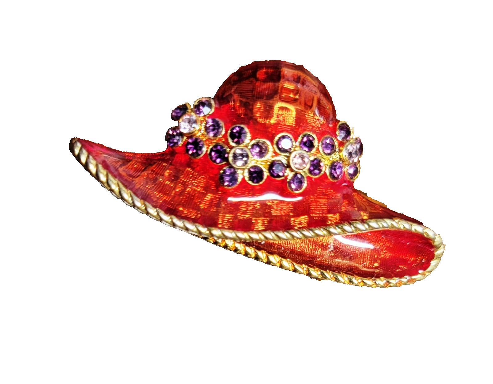 Ladies Fancy Red Hat Society Pin Brooch Rhinestone Ribbon Bow Grandma Princess