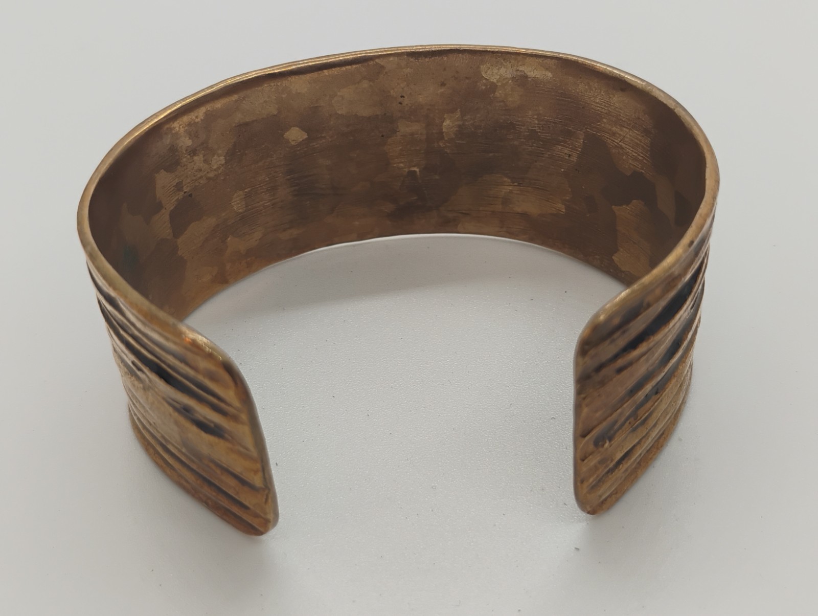 Artistic Mid-Century Modernist Copper Wave Cuff Bracelet