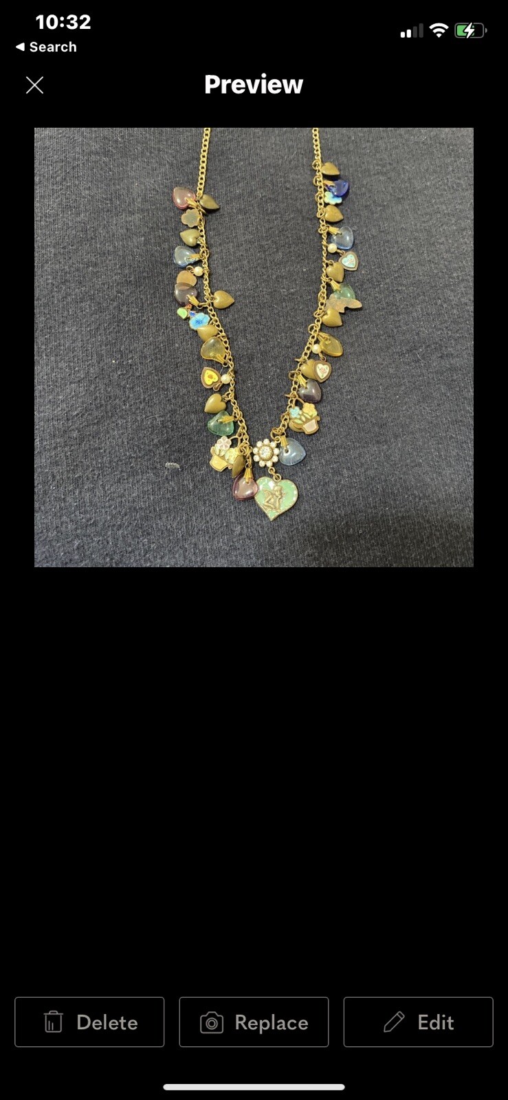 Vintage Glass Works Studio Glass & Brass Charms in Multi Colors Necklace 24″