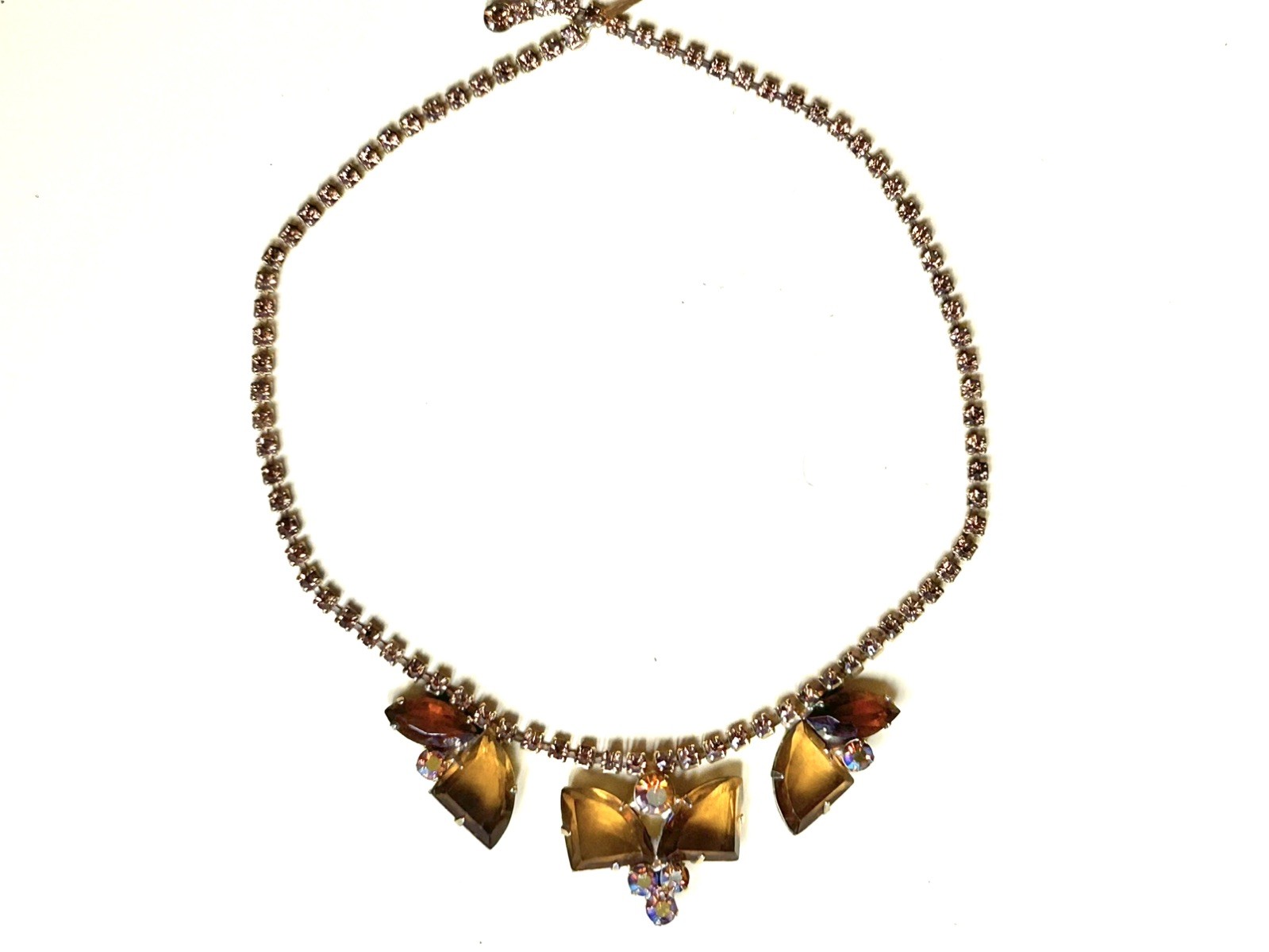 RARE Delizza & Elster JULIANA Butterscotch Carmel AB Rhinestone Choker Necklace