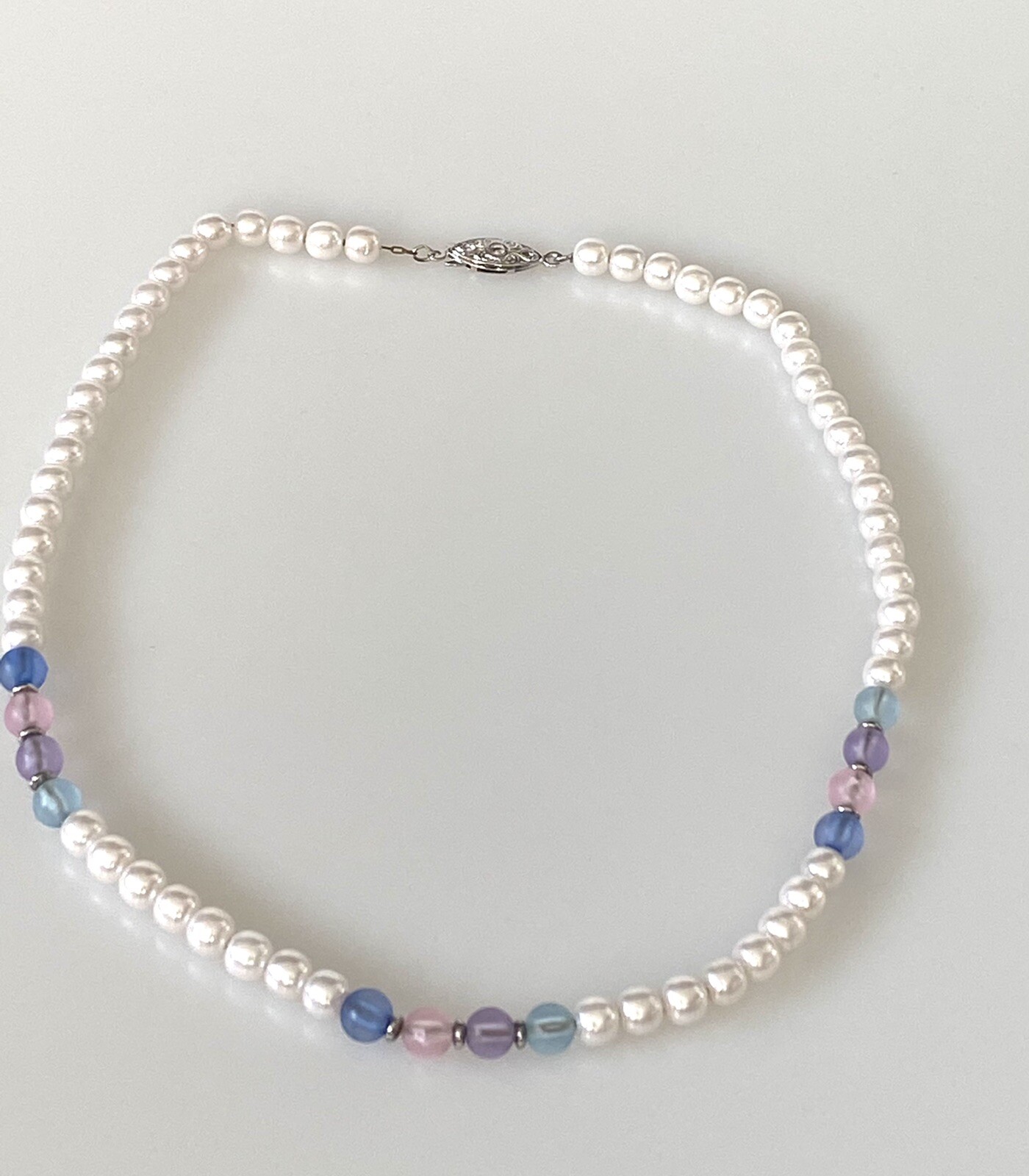Japan Necklace Faux Pearls Fish Hook Clasp 16” Vintage Classic Elegant Jewelry
