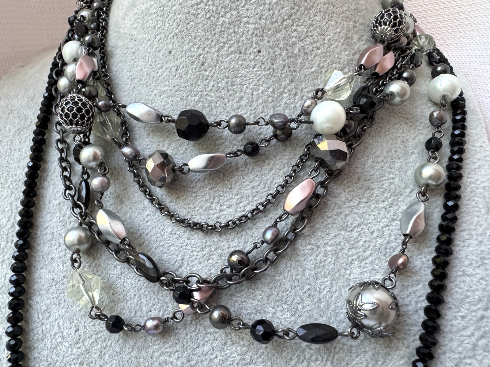 1940s Repro y2k GOTH Coquette Modernist **2 Necklaces** stack Lot Choker Unique