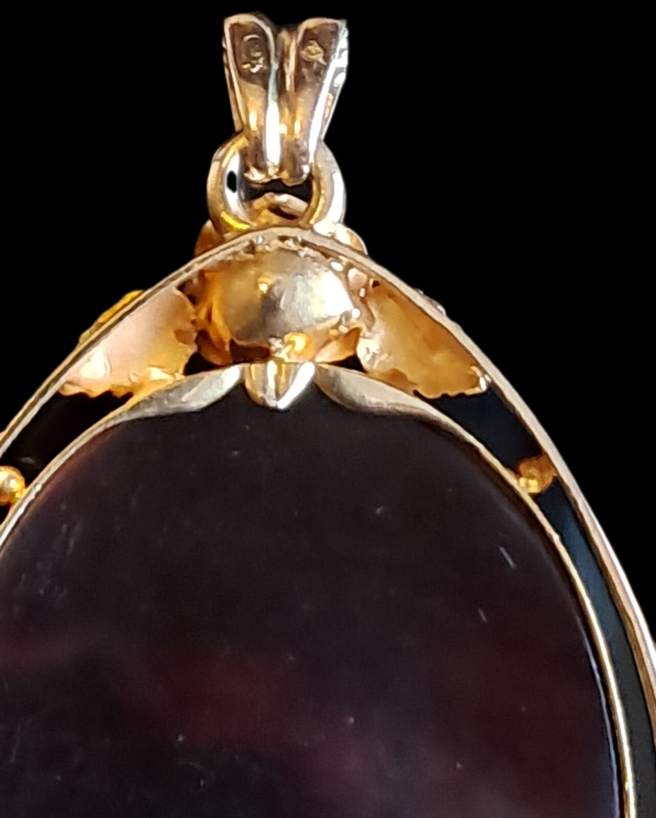 Fine Antique Art Nouveau 18K Gold Black Virgin Mary and Child Pendant Ca 1900