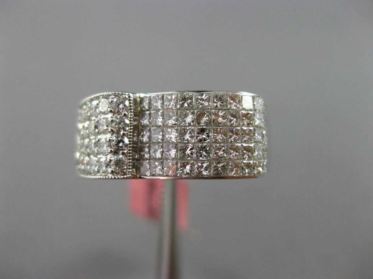 ESTATE WIDE 1.30CT DIAMOND 18KT WHITE GOLD 3D MULTI ROW MILGRAIN RING F/G VS/VVS