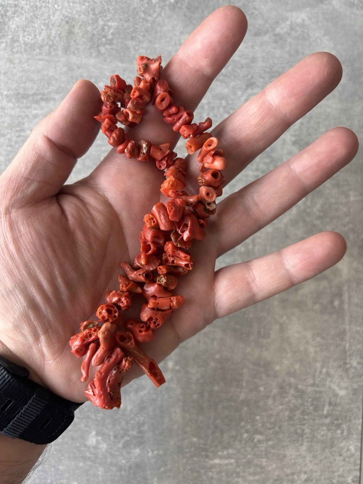 Natural Red Coral Necklace Branch Beads Vintage 43g 25cm Genuine Coral Jewelry