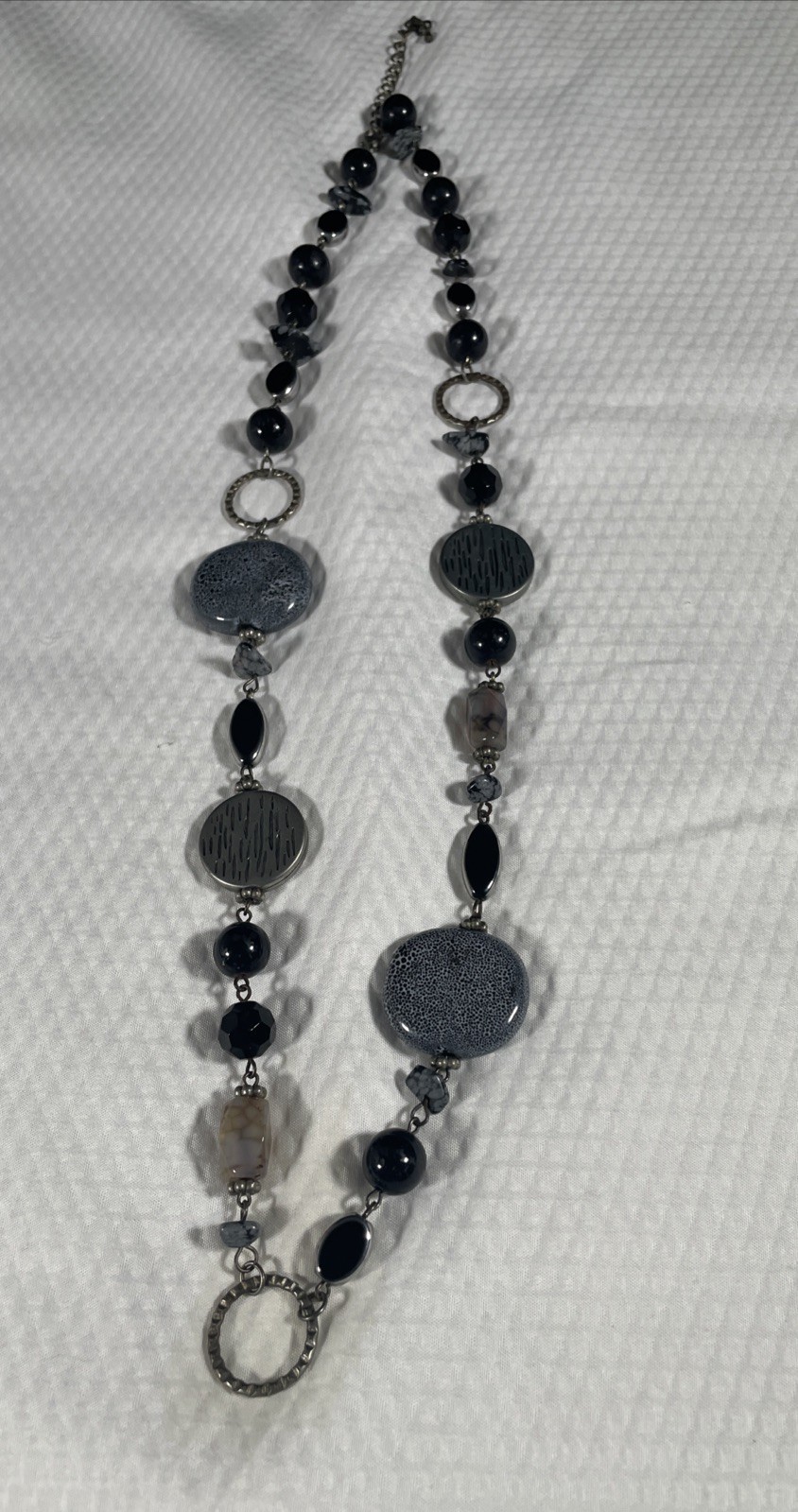 Black Gray Beaded 28” Necklace