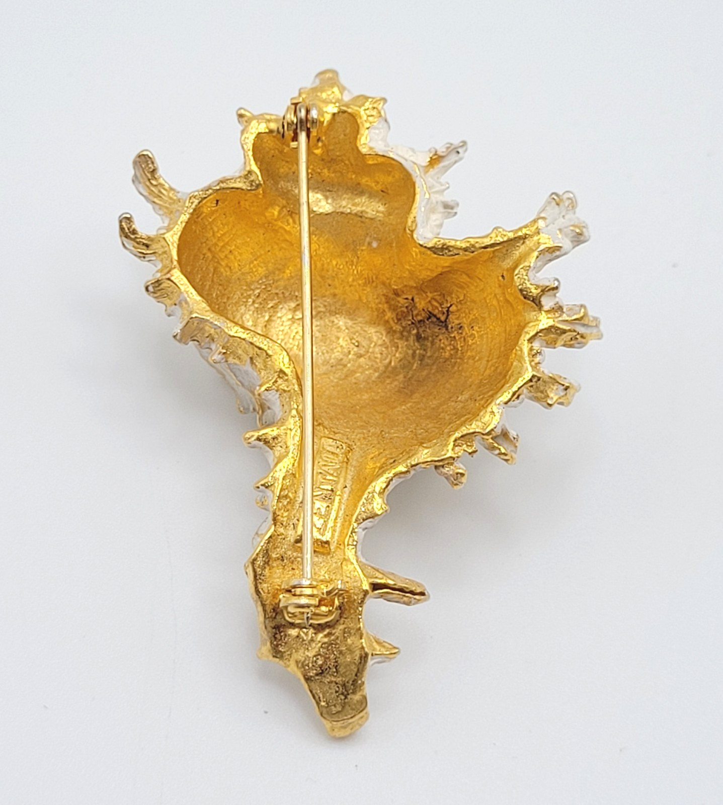 Zentall Gilded Branched Ramose Murex Spiked Conch Vintage Brooch Pin Rare