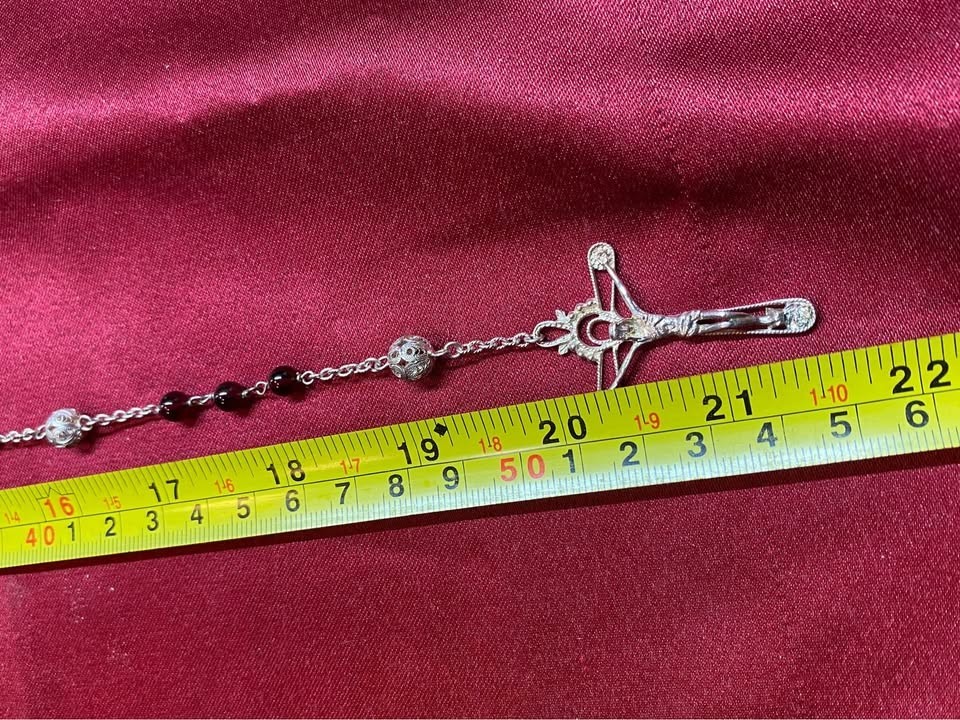 Beautiful Sterling Silver Catholic Rosary Devotional Prayer Beads – 21.5″