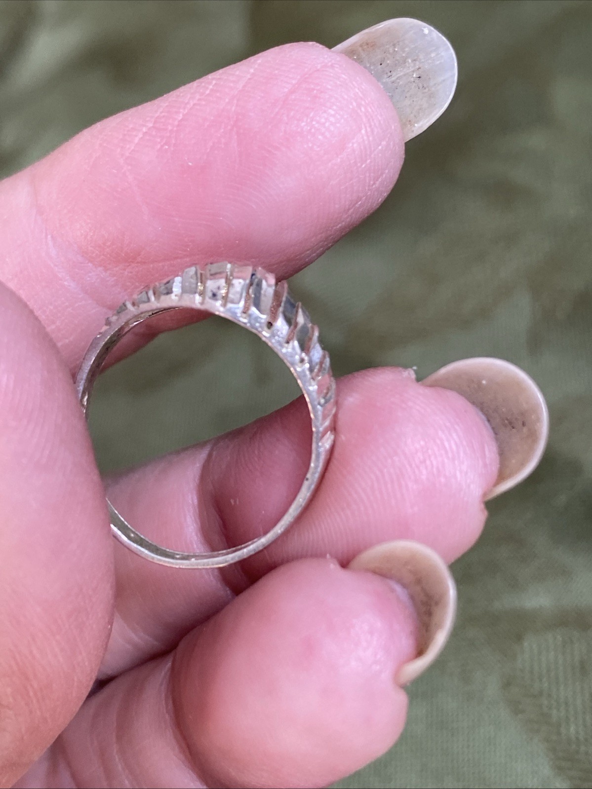 925 Sterling Silver Vintage Diamond-Cut Ribbed Ring Size 5.5 Lightweight
