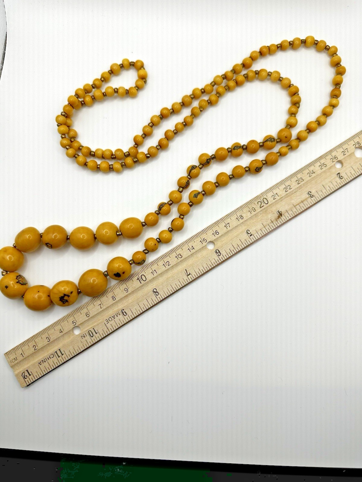 Butterscotch One of A Kind Beaded Statement Necklace with Gold Tone Spacer Beads