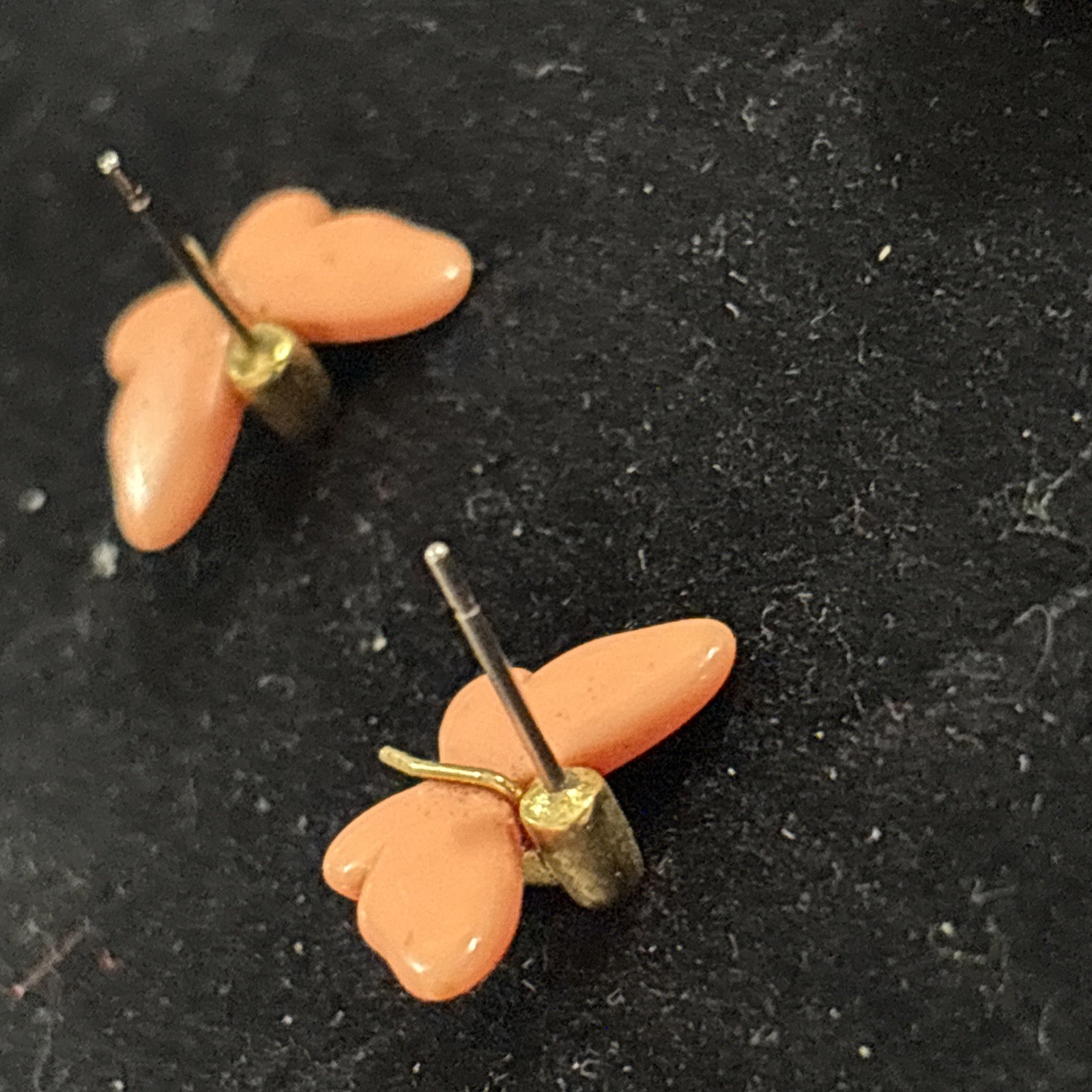 3 Pairs Vintage 1970s Lucite/metal Earrings Butterflies, Hearts, Knots, Avon?