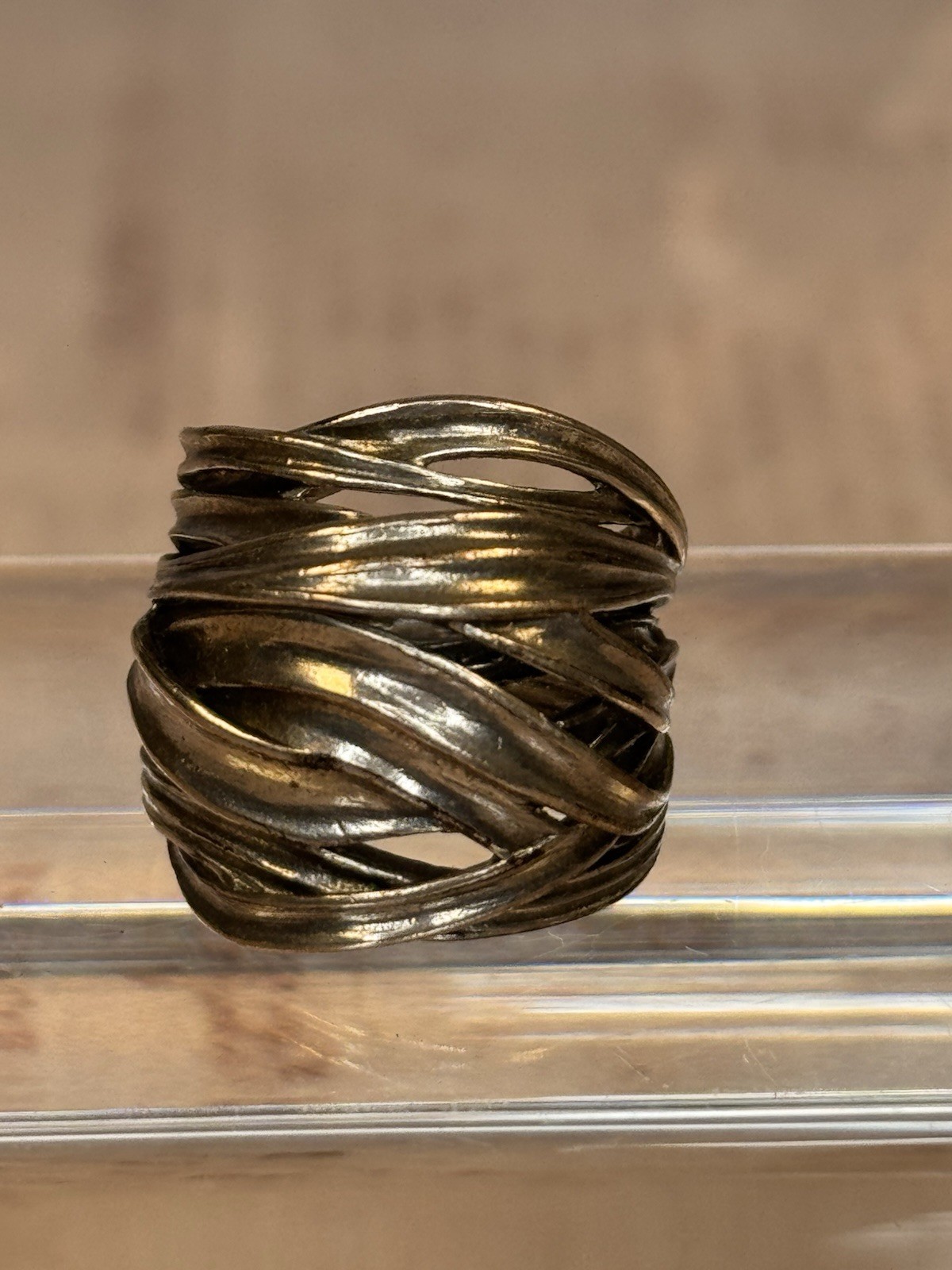 Vintage PZ 925 Israel Multi Strand Wrap Ring Wide Band Size 6.75 Lot D6