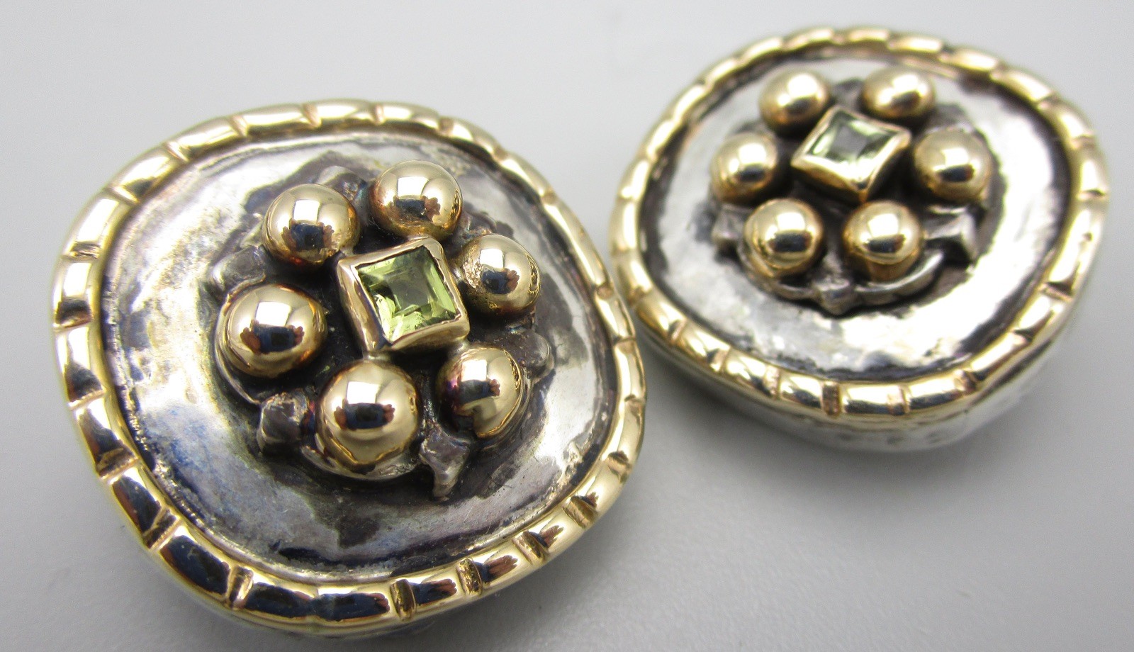LOVELY DIAN MALOUF STERLING 14K PERIDOT  EARRINGS