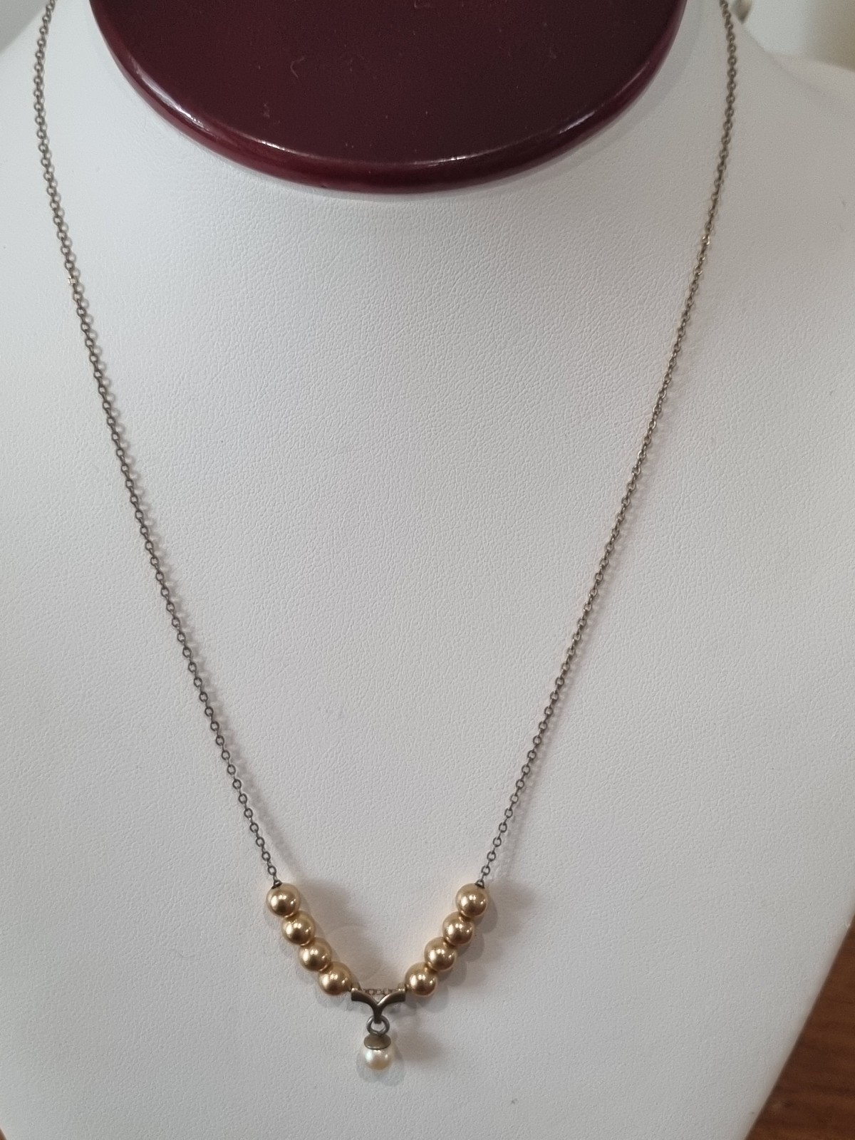 Vintage 1960s 12k Gold Fill Cultured Pearl Bead Ball Necklace USA made see video