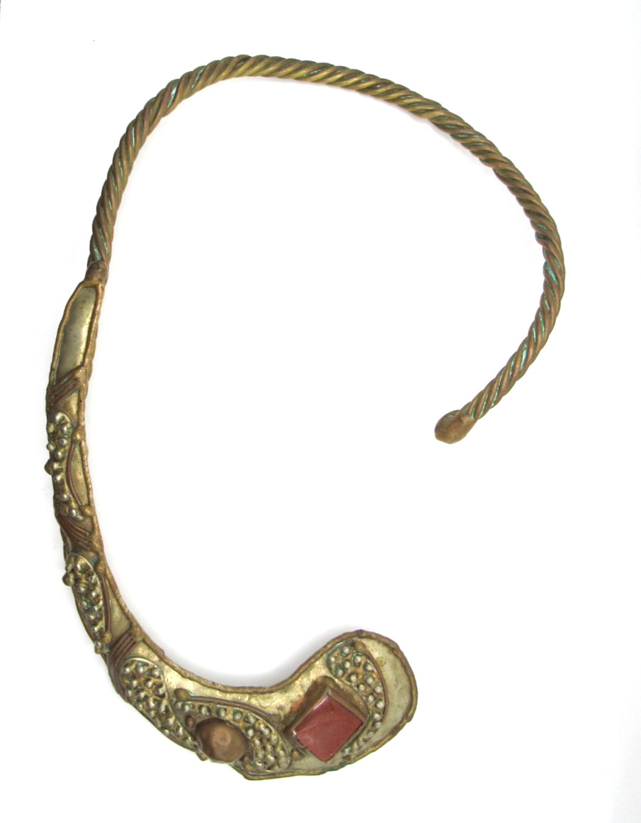 Hecho EN Mexico Goldstone & Mixed Metal Collar Necklace Copper Bronze
