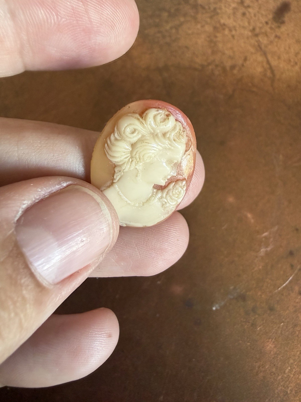 Hand-Carved Right Facing Shell Cameo, No Bezel/Shell Only, 1” Tall
