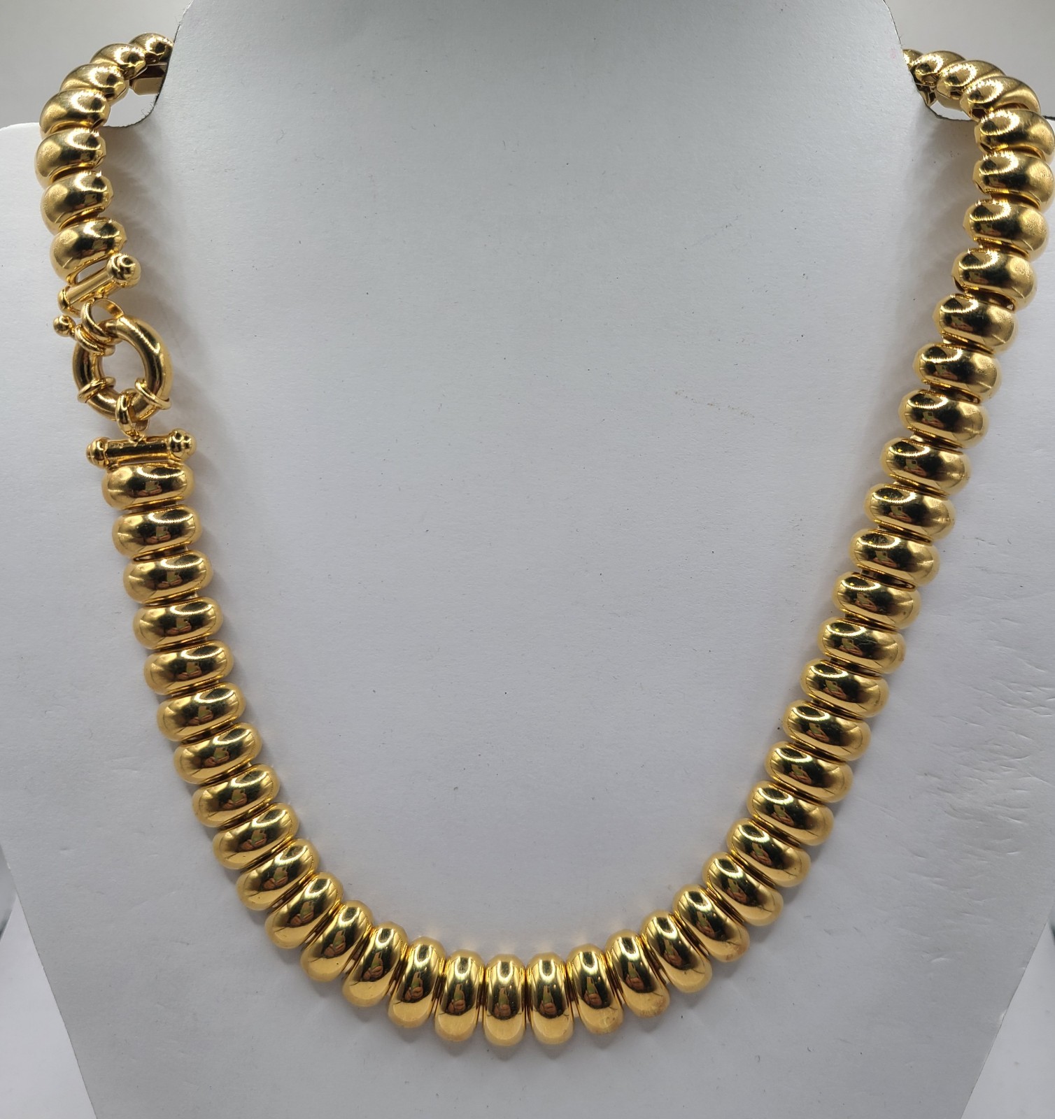 Vtg Goldtone Avon SD Rounded Links Articulated Slinky 18″ Necklace Signed