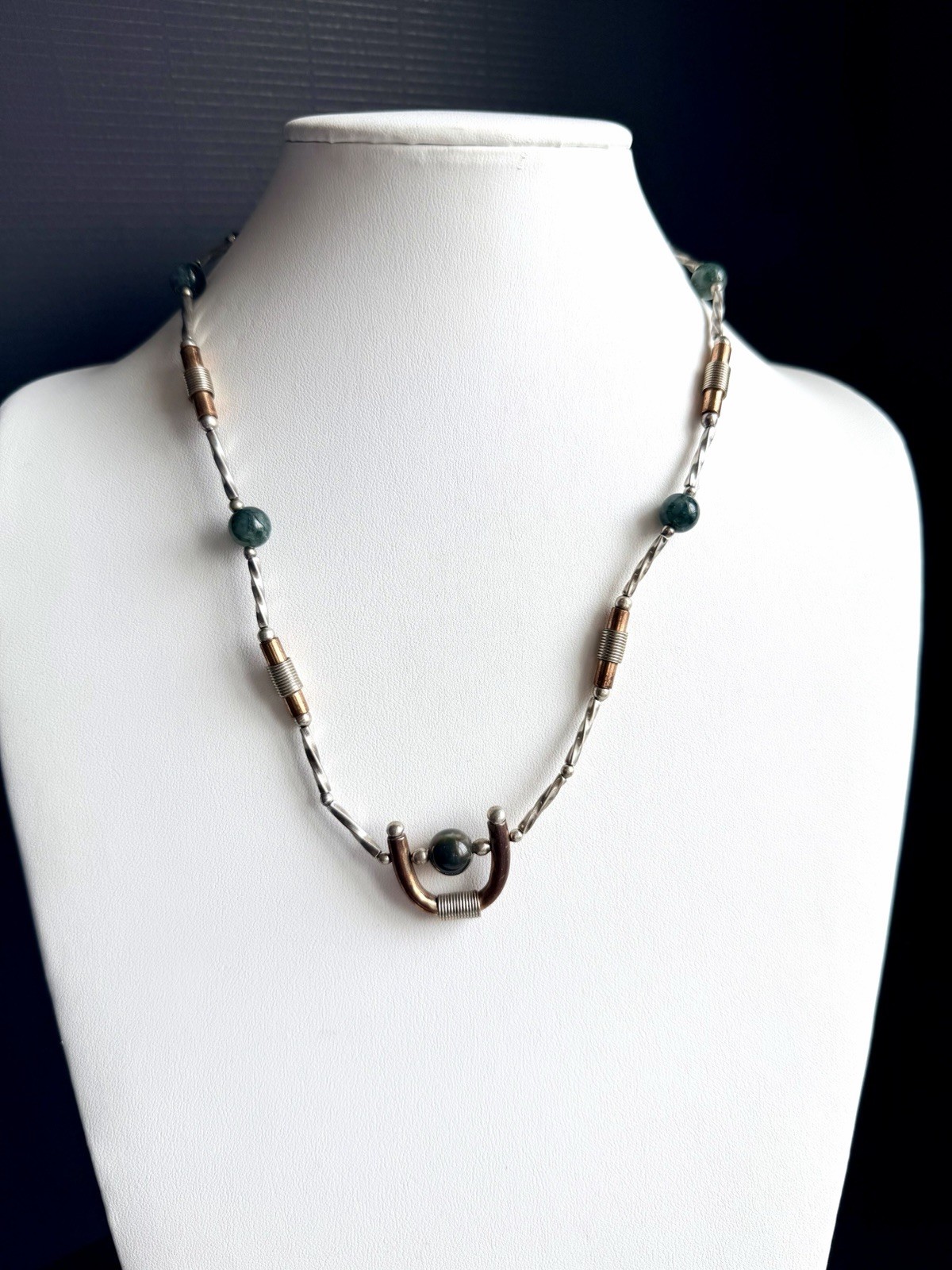 Los Castillo 925 Silver & Copper Vintage Unique Necklace 18” MCM RARE! BG