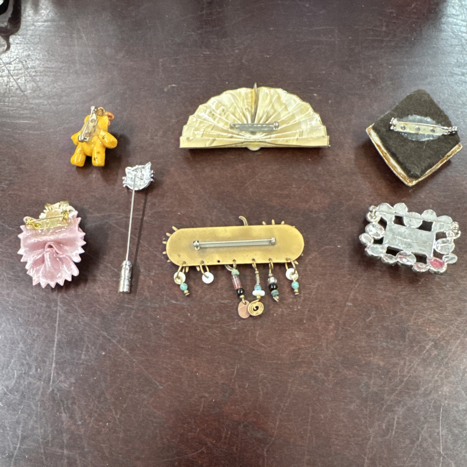 Vintage Mixed Lot Of 7 Brooches Different Variety