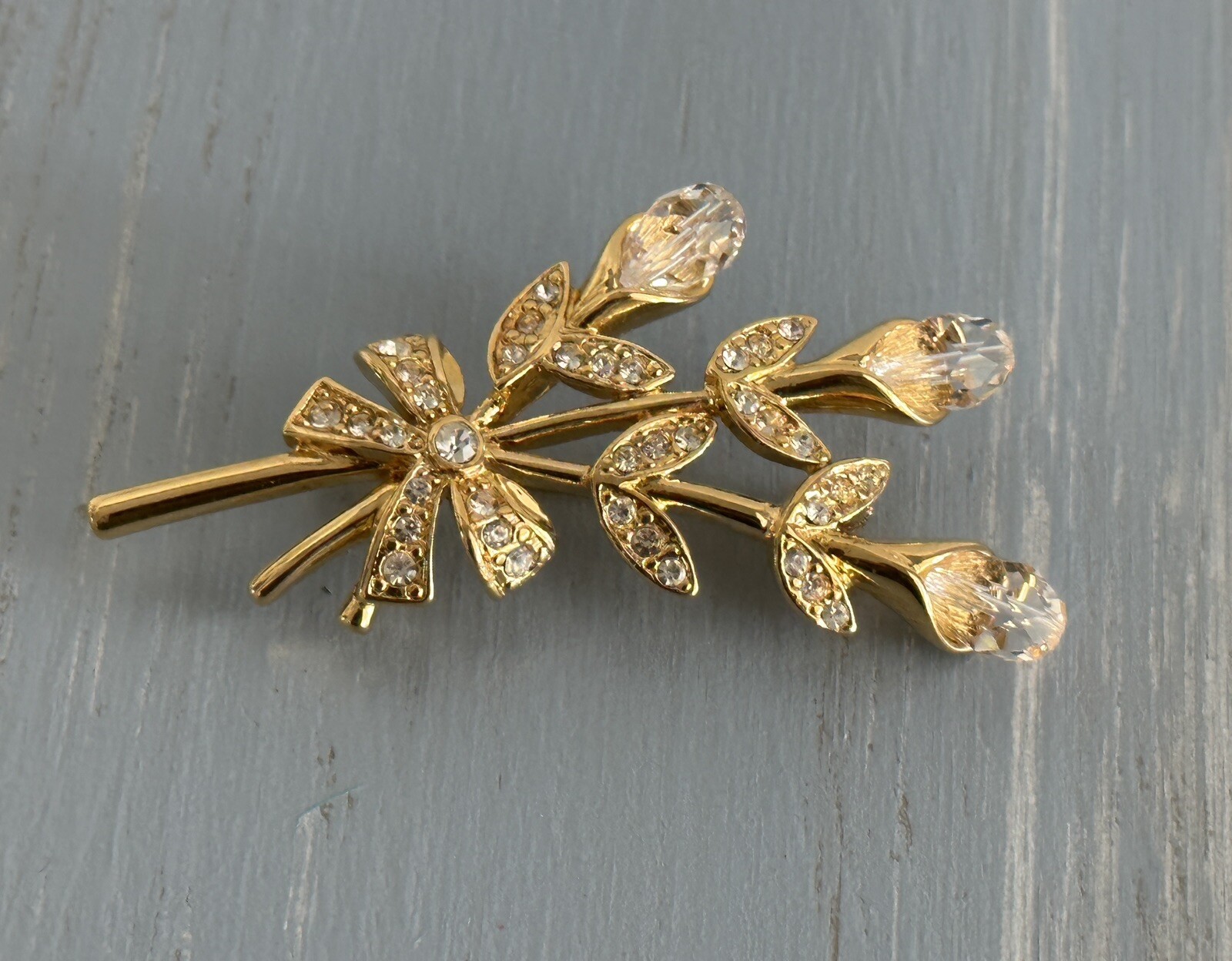 Stunning Monet Vintage Rhinestone & Crystal Brooch Floral Bouquet Design
