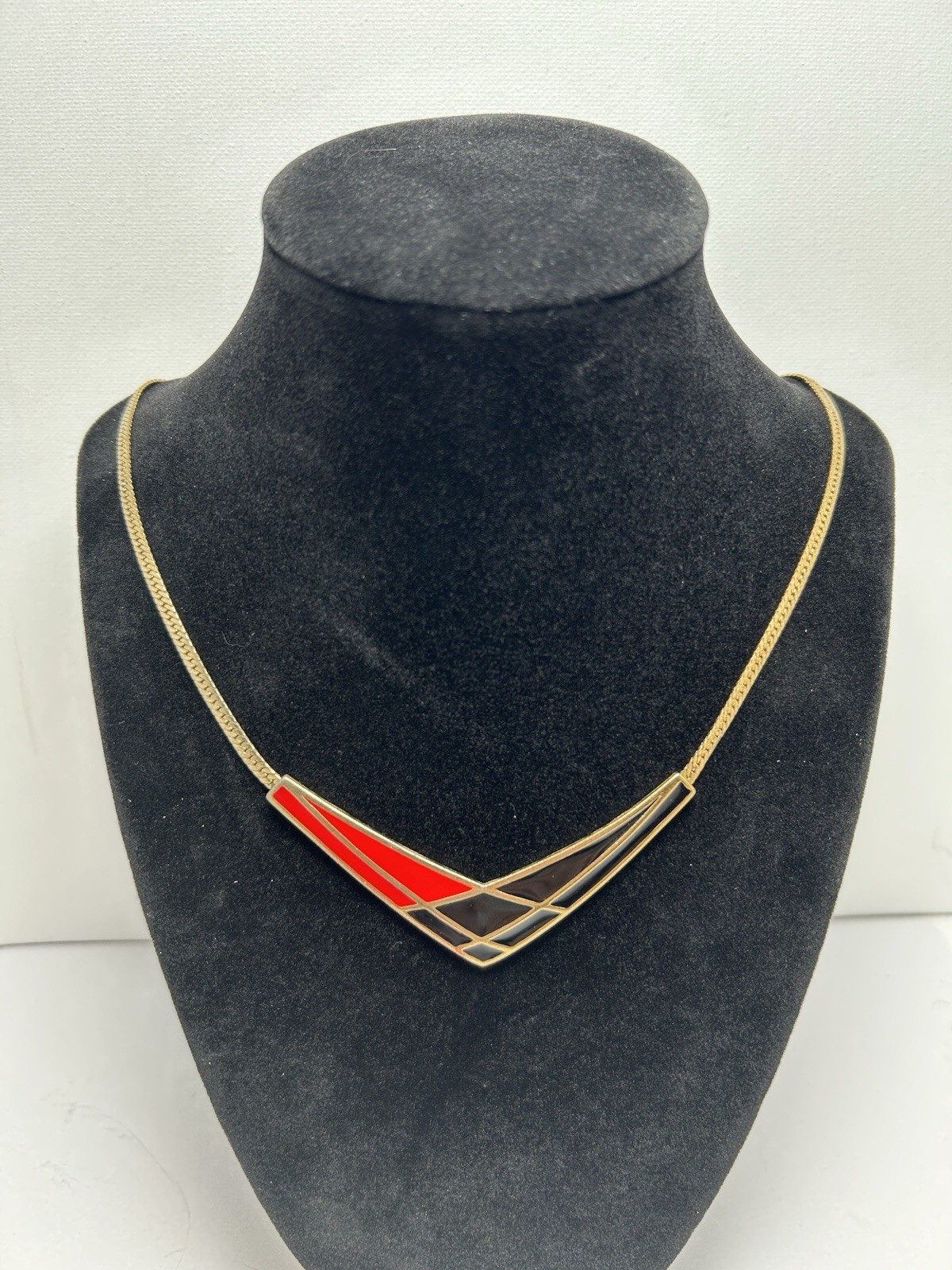 Vintage Signed Necklace Lot Monet Trifari Avon West Germany Red White Mod 4pc