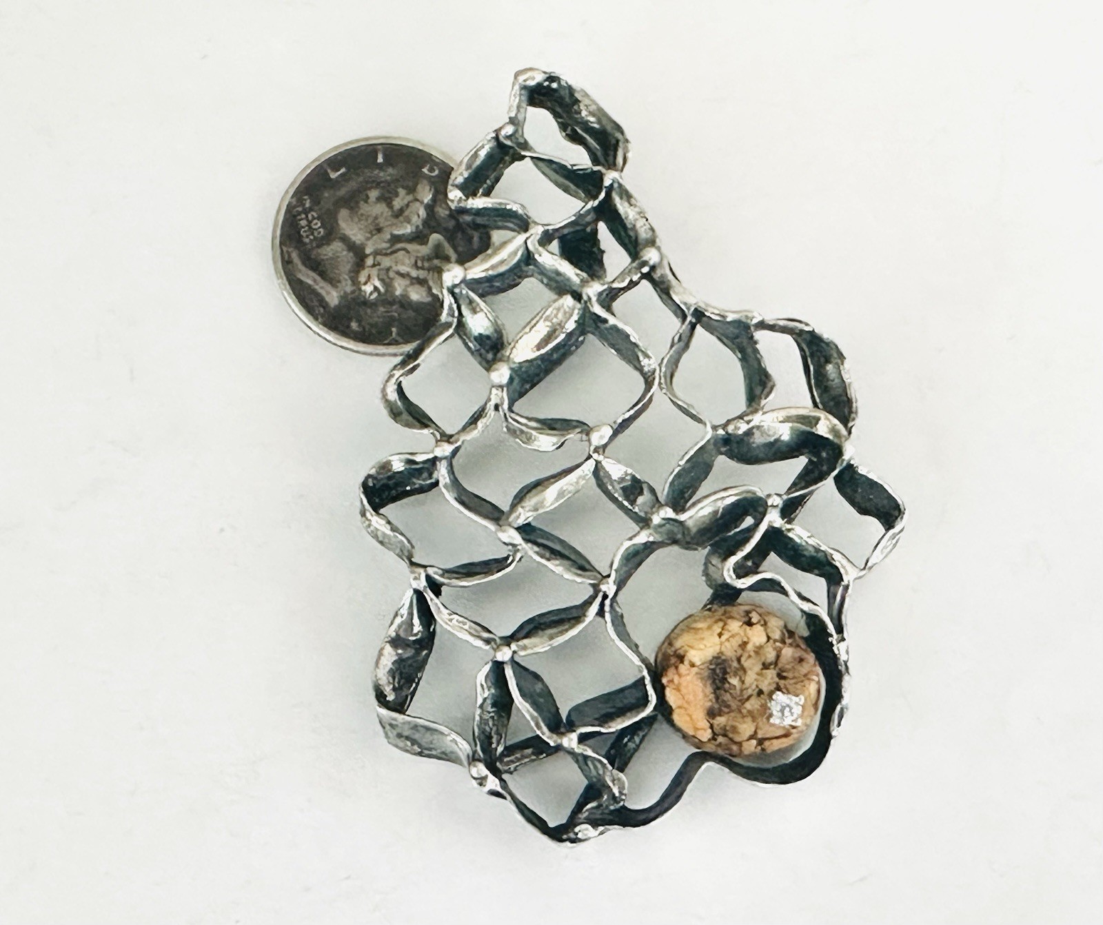 Sterling Silver 925 Abstract Vintage Modernist Retro Pendant Handmade Hallmarked