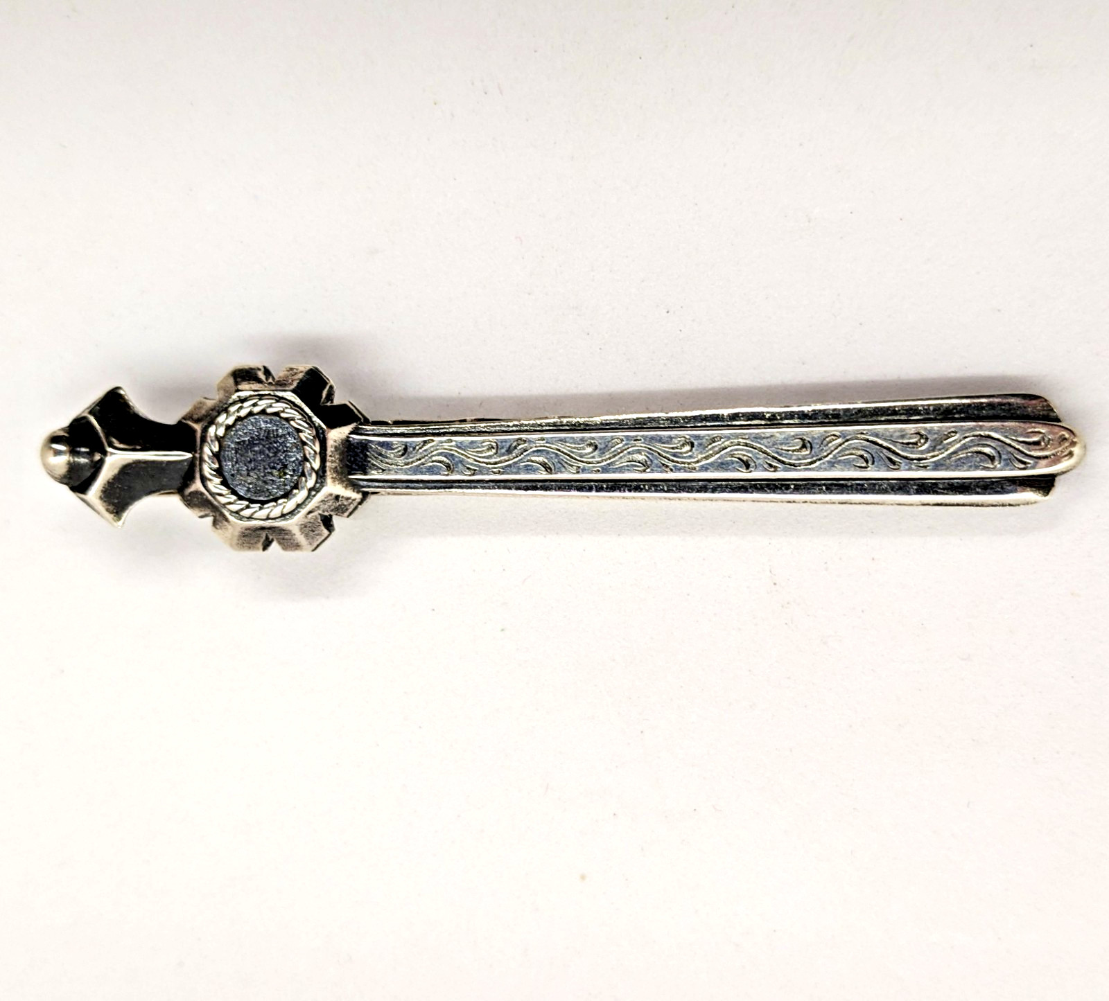 Vintage Luxury Soviet tie Clip made of ⭐875 Silver with the Star USSR hallmark#4