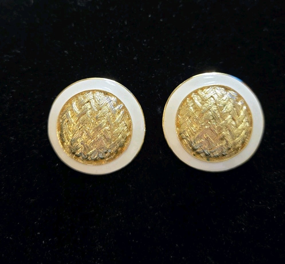 ORENA Paris France Couture Designer Brand Gold Clip Earrings Vintage 80-90’s