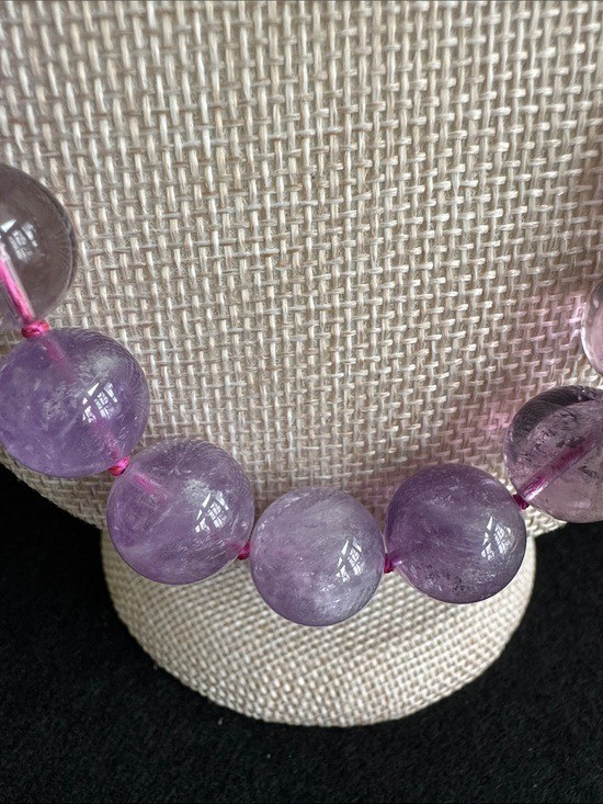 VTG Genuine Lavender Amethyst Graduated Bead Necklace 17-18″