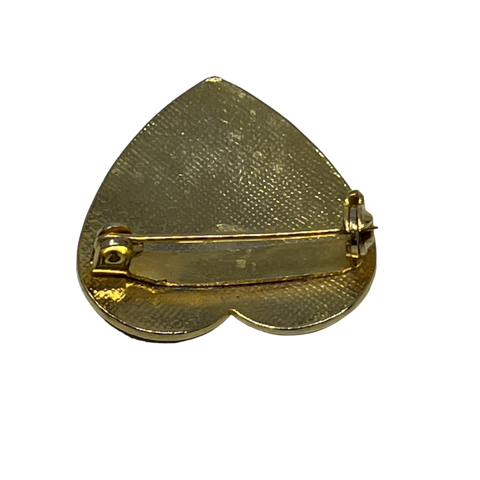 Vintage Heart Brooch Flower Butterfly Gold Tone and Black Enamel