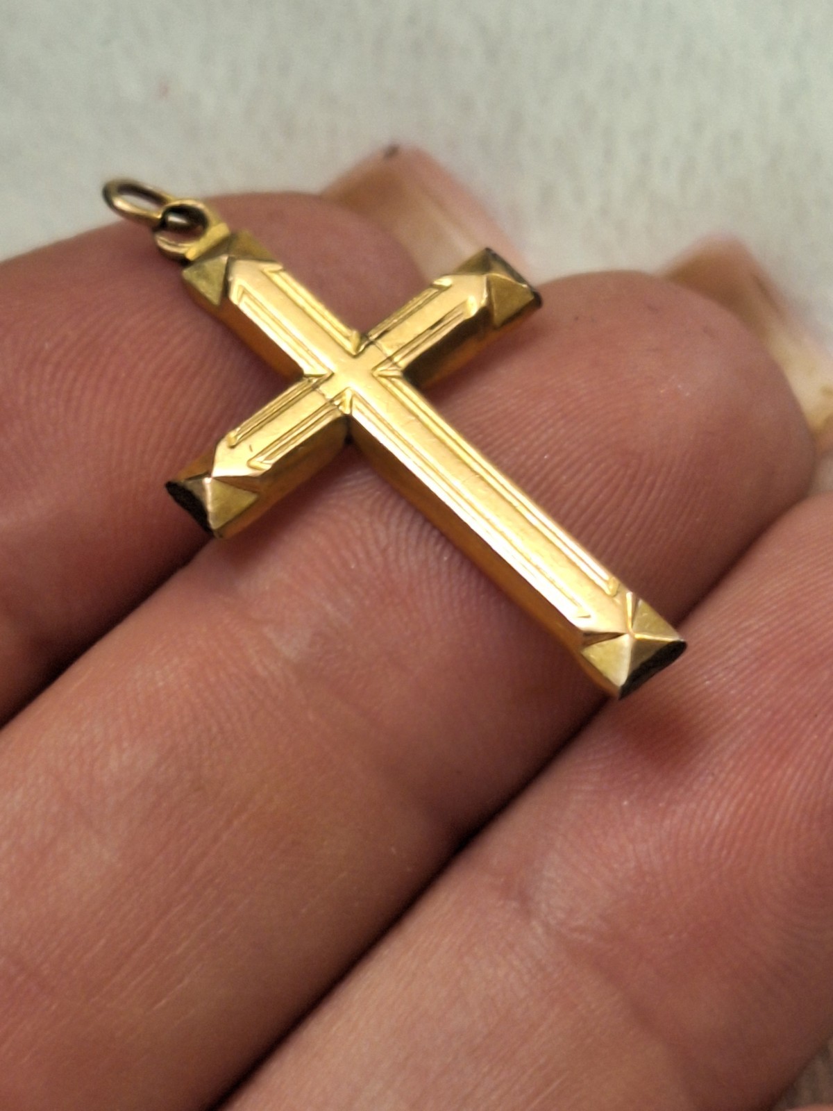 VTG 1/20 12k GF Gold Filled Etched Cross Pendant 1 1/4″