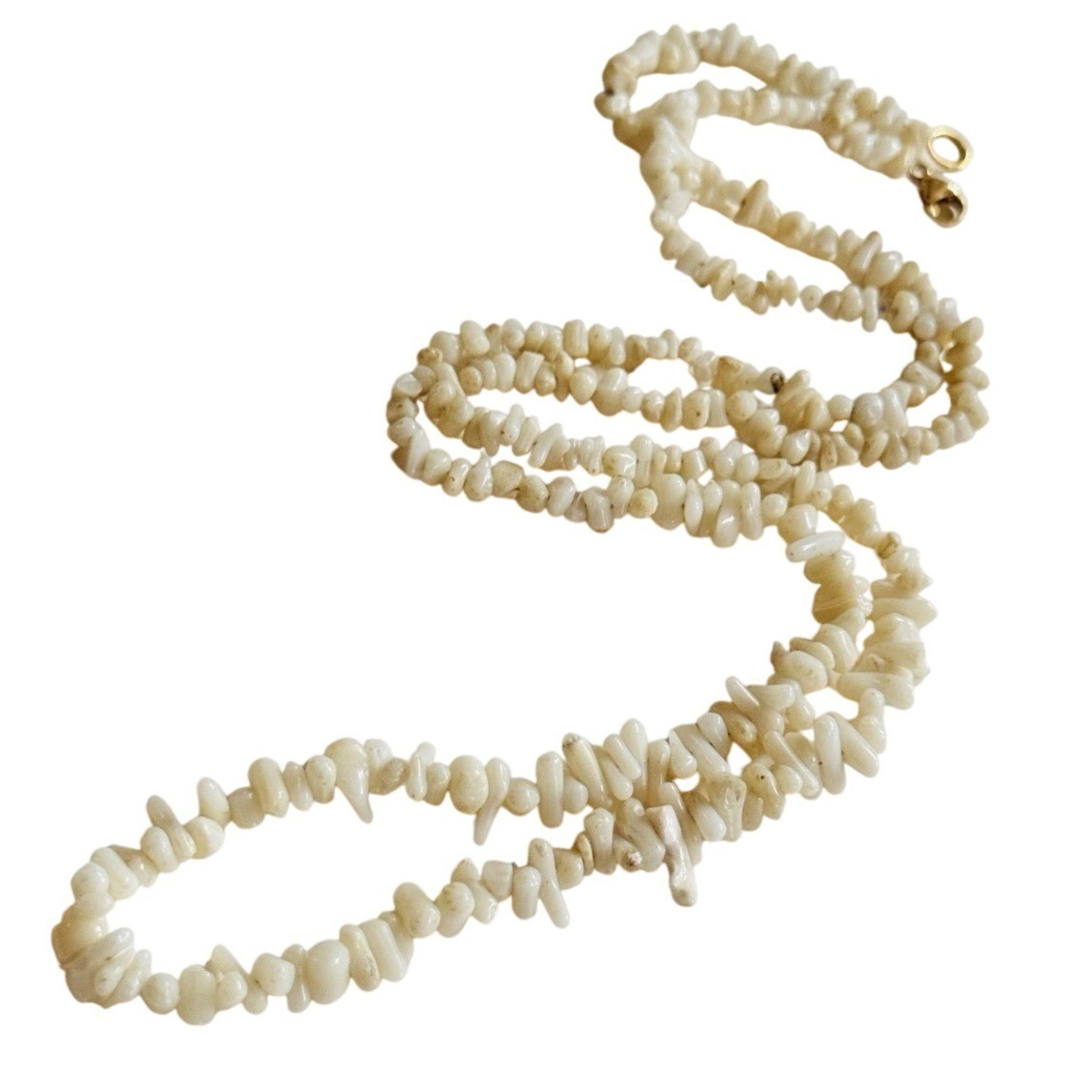 VTG Mediterranean White Coral Natural Beads Necklace Beaded Genuine Rare 25″