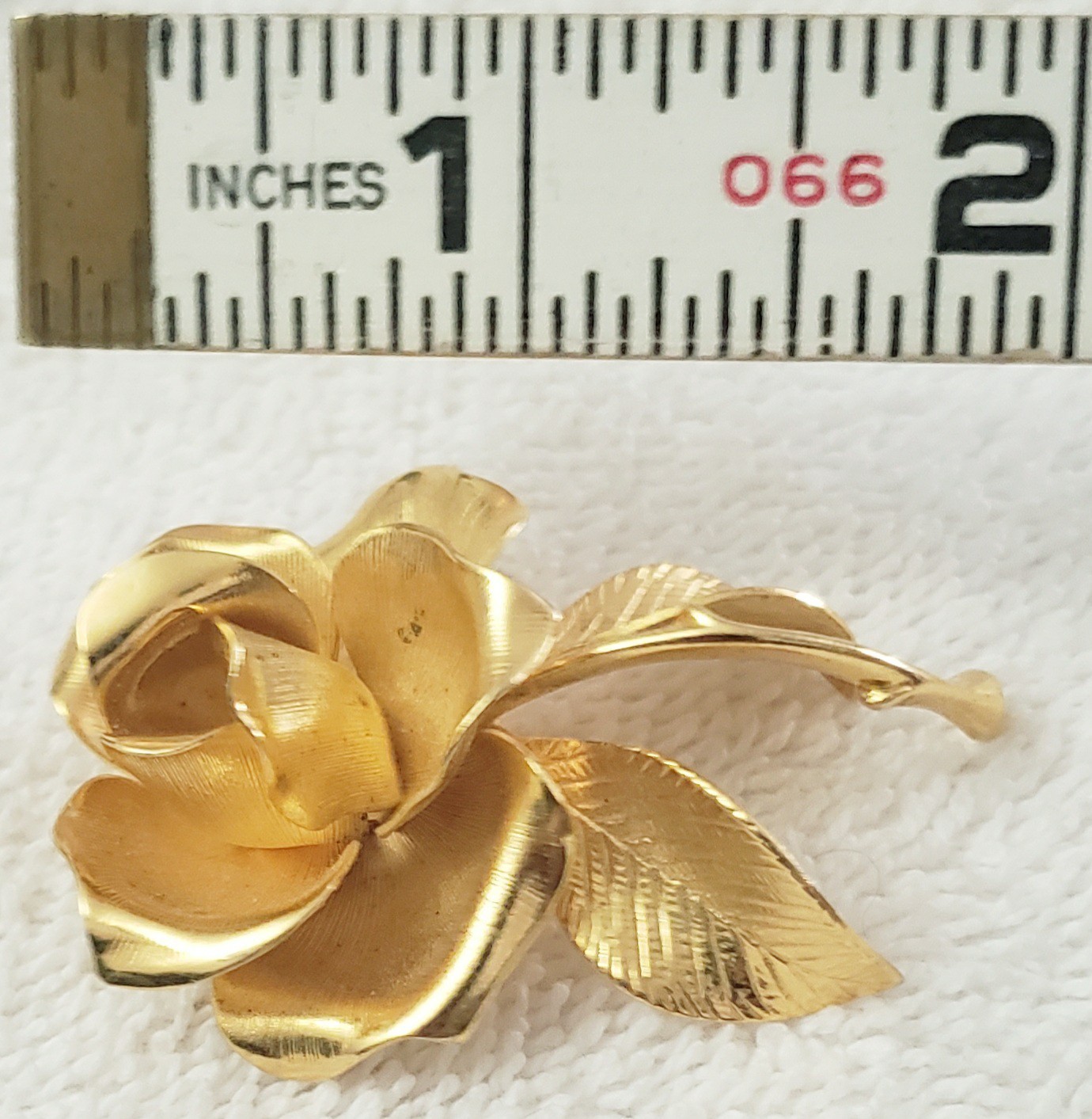 Vintage Cerrito 22kt Yellow Gold Plated Tone Rose Flower Brooch Pin, Signed