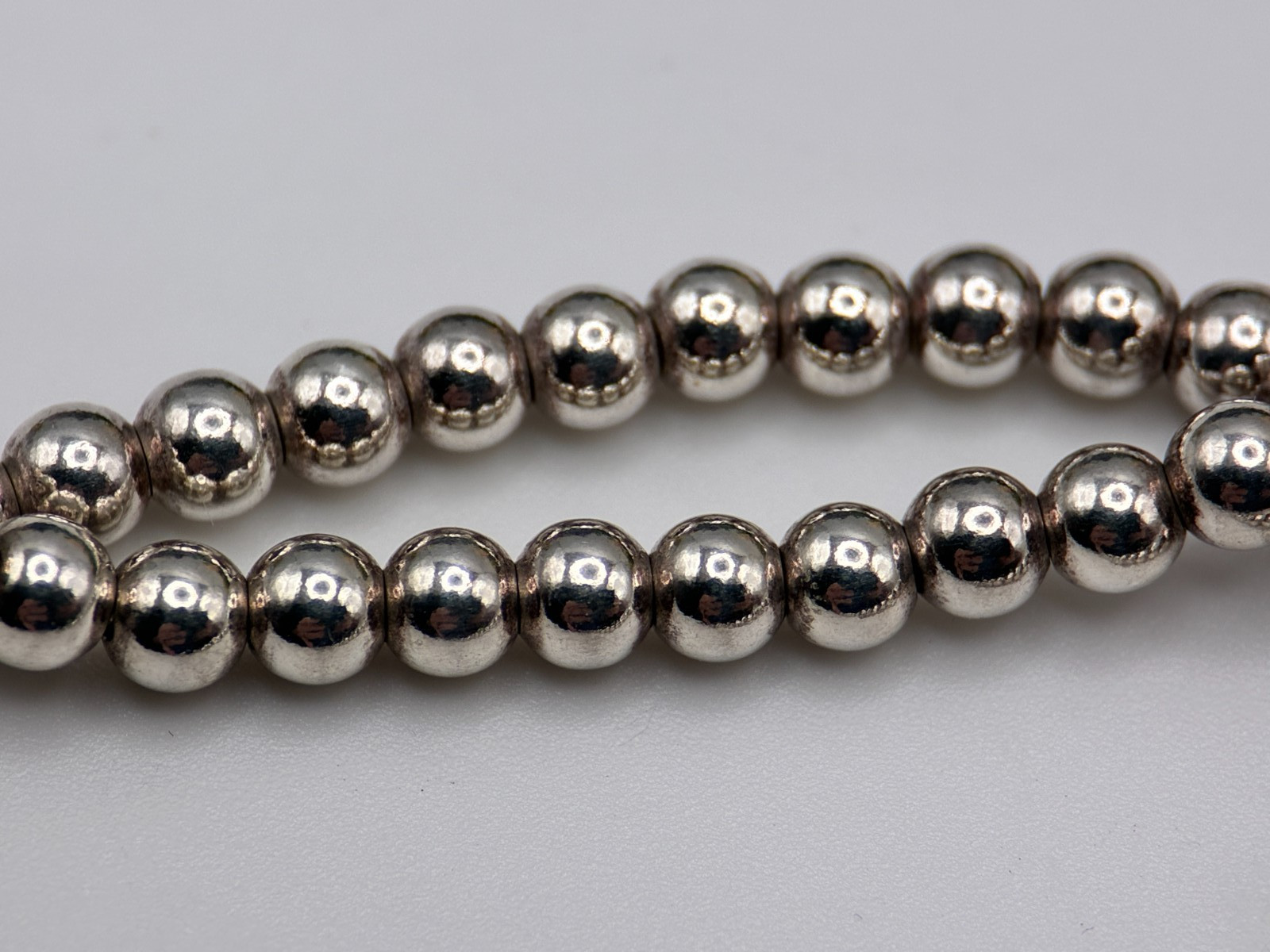 Vintage Italian 925 Silver Floating Bead Necklace with Five Puffy Dangle Hearts