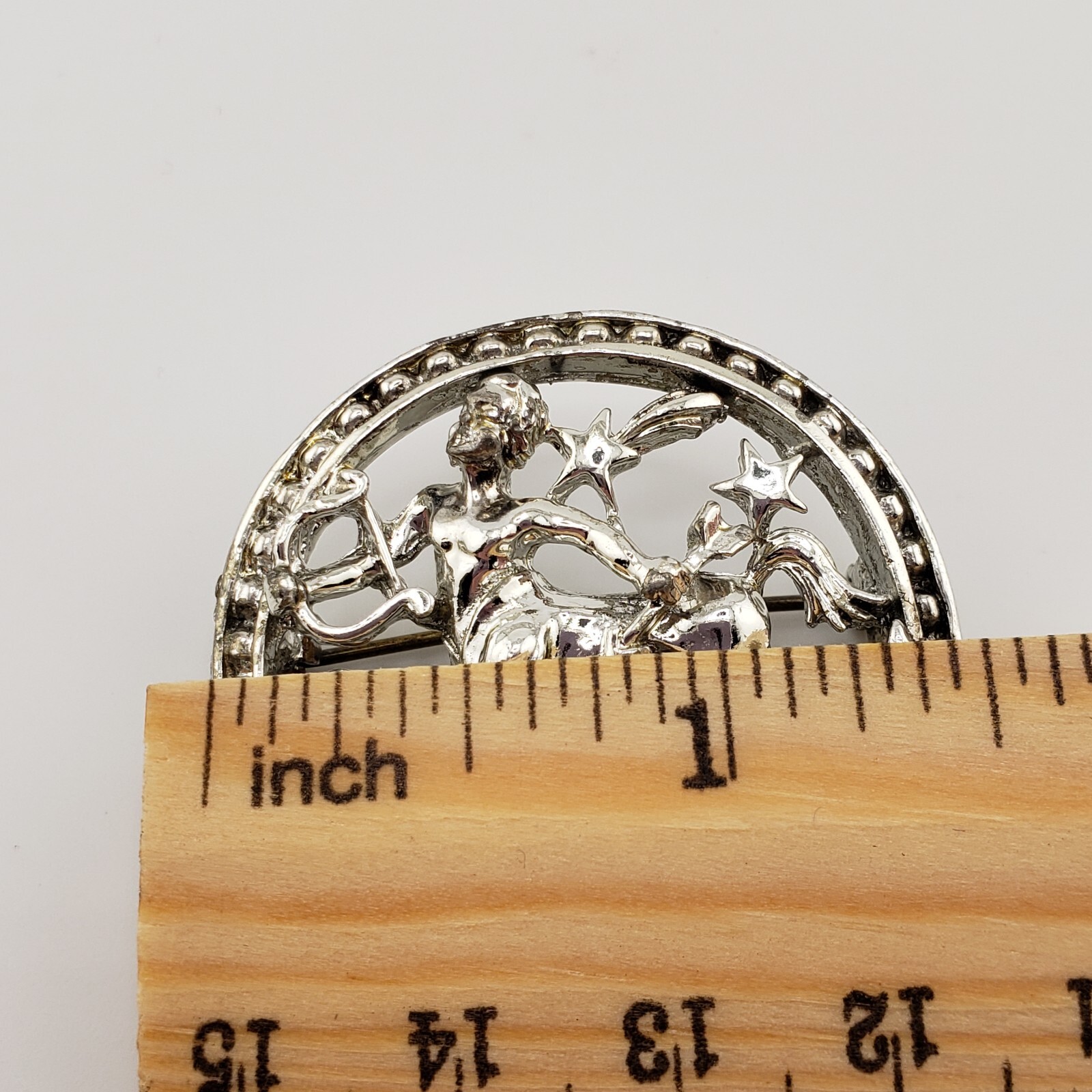 Sagittarius Pin Brooch Silver Tone Astrology Centaur Birthday Gift Whimsical VTG
