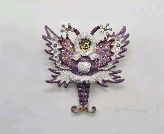 Kirks Folly Felicia Frost Snow Angel Pin Pendant Gold tone Legacy Collection