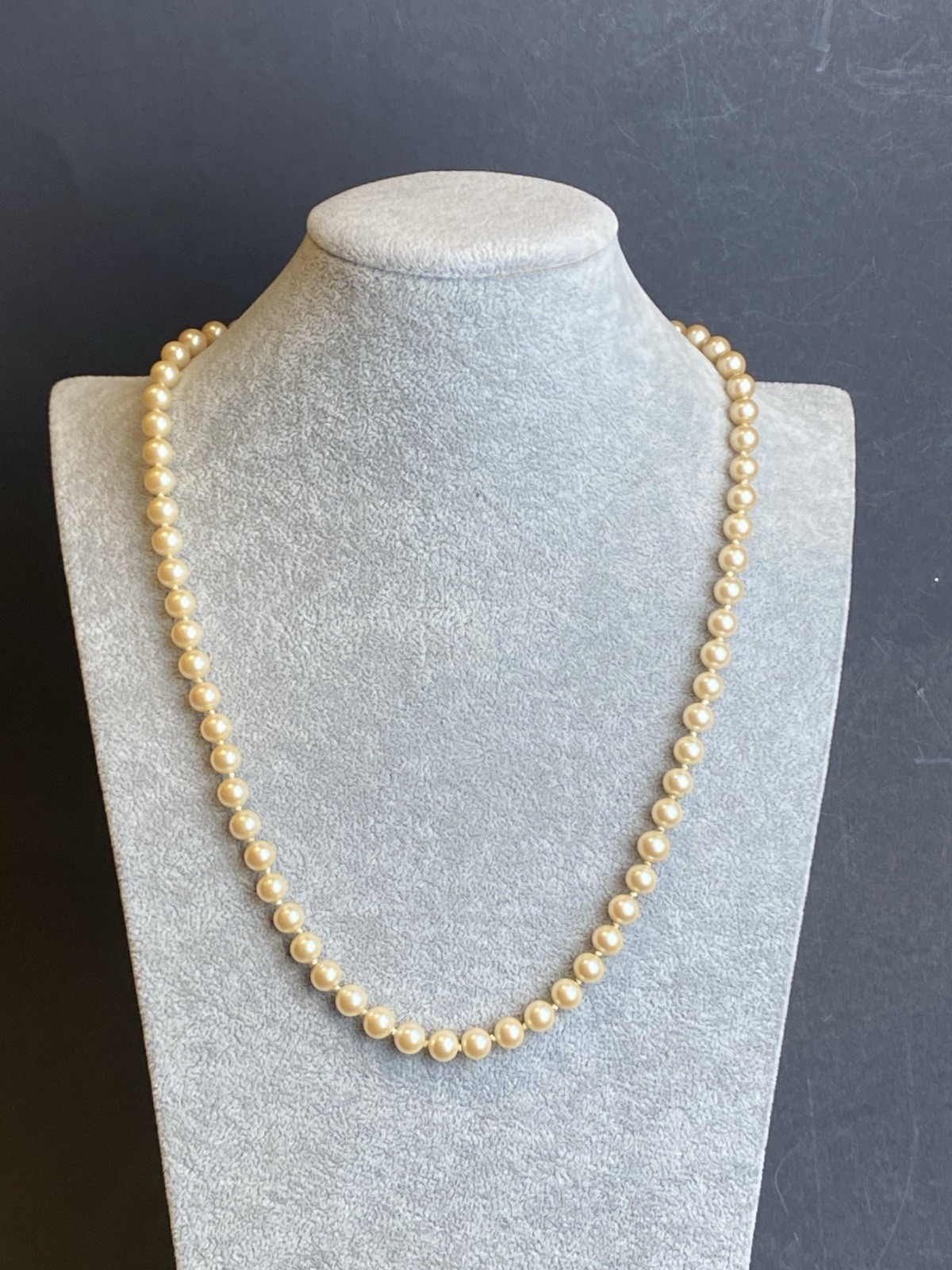 Antique 24” Hand Knotted Heavy Champagne Color Pearl Necklace Fish Hook Clasp