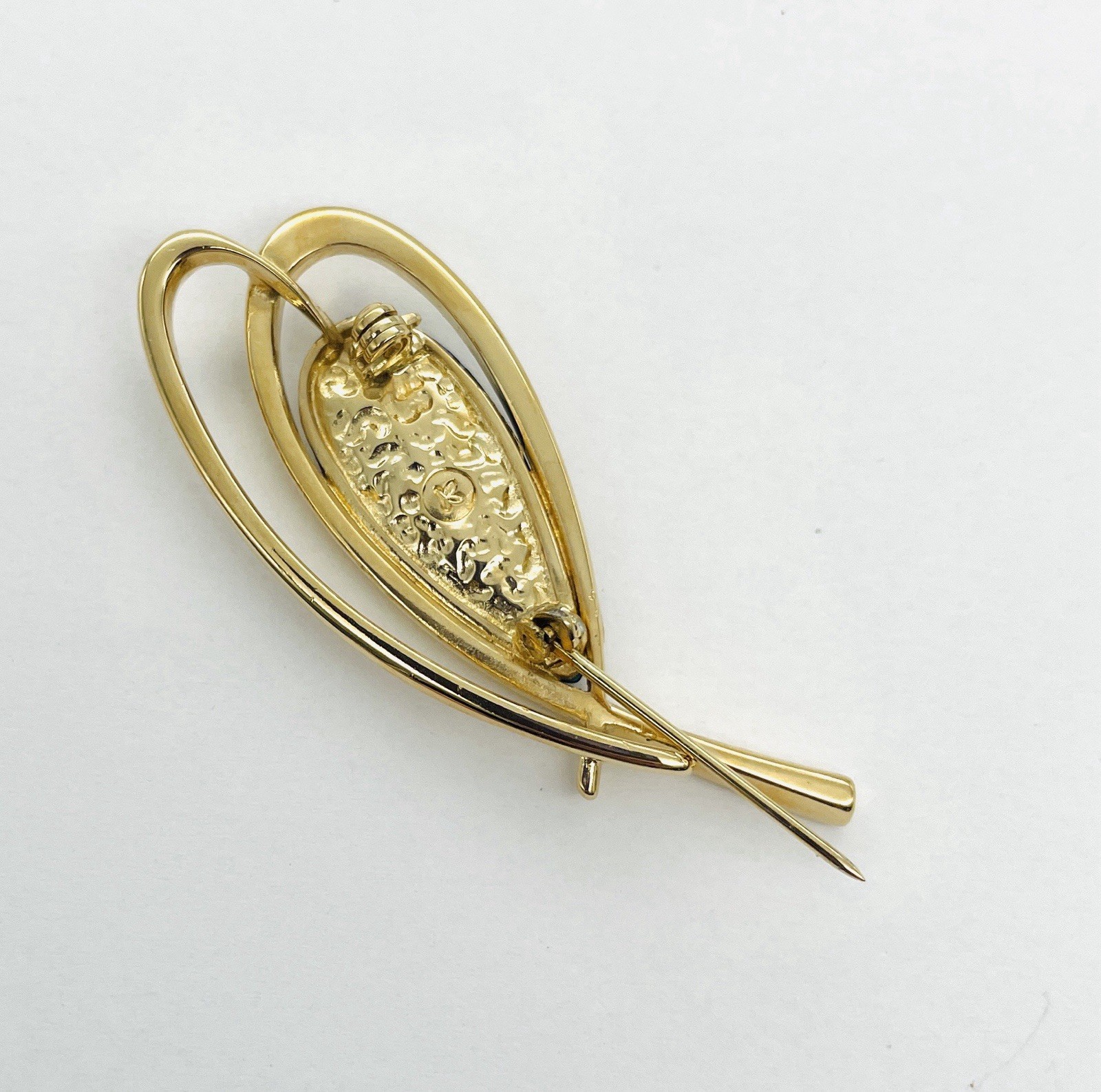 Abalone Shell Brooch Gold-tone Pin Ariki Paua