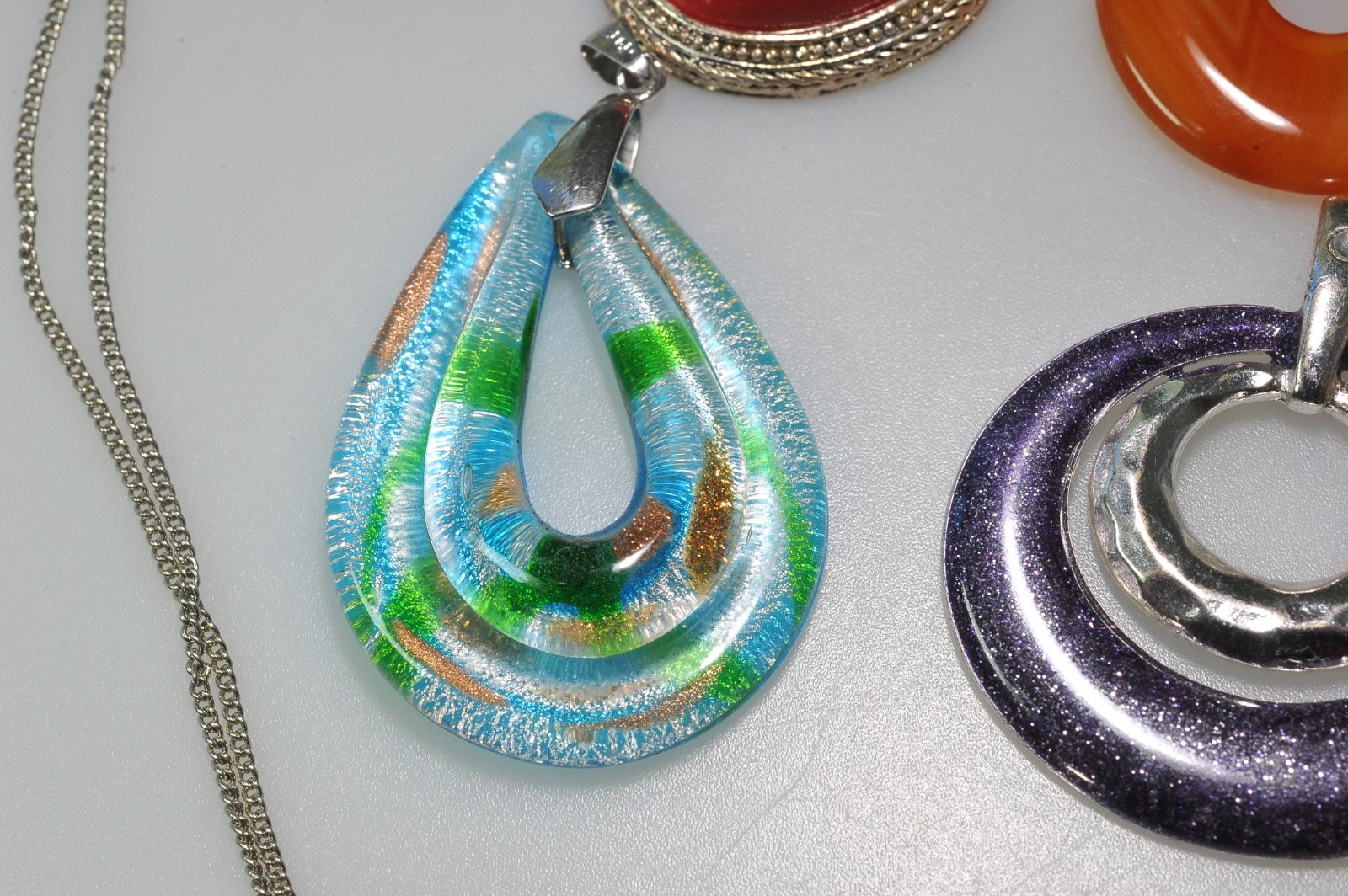 Pendant lot vtg to now variety jewelry craft or wear stone glass other PK27