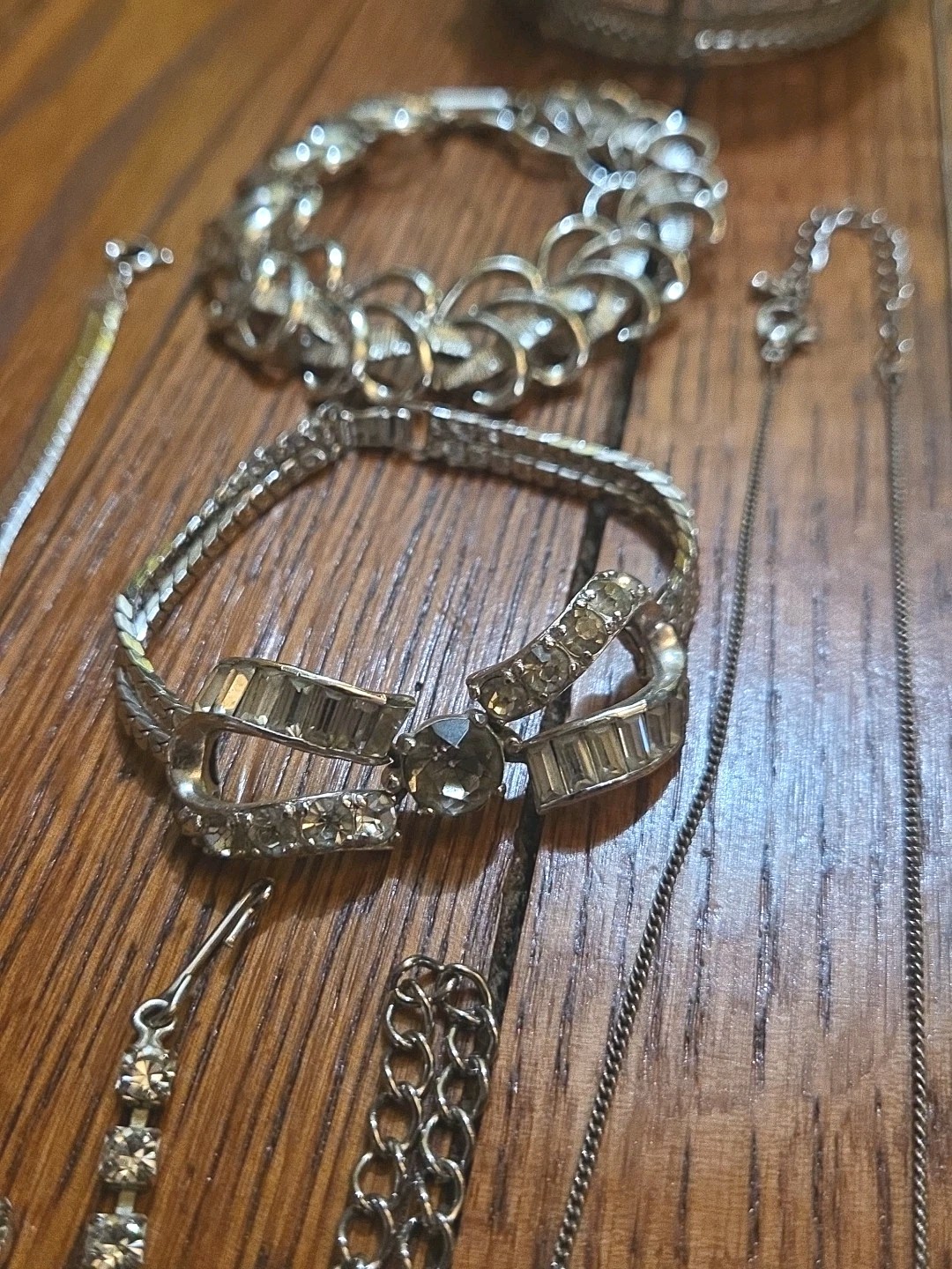 Vintage Estate Jewelry, Brooch, & Earrings Lot Rhinestones