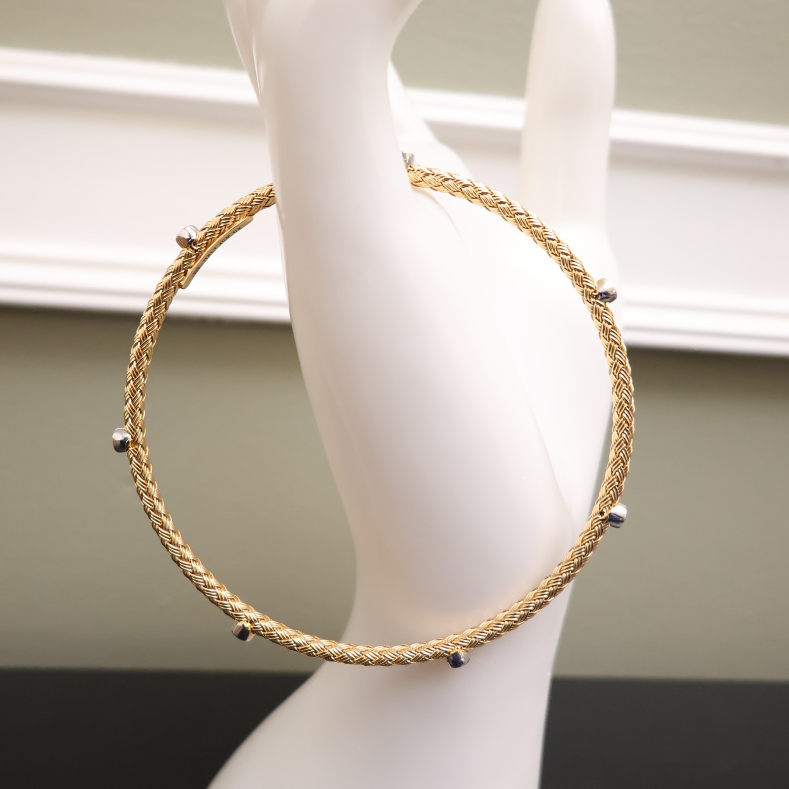 JCM Jewelry bracelet 18K yellow gold clad 925 sterling silver DMQ station 7.25in