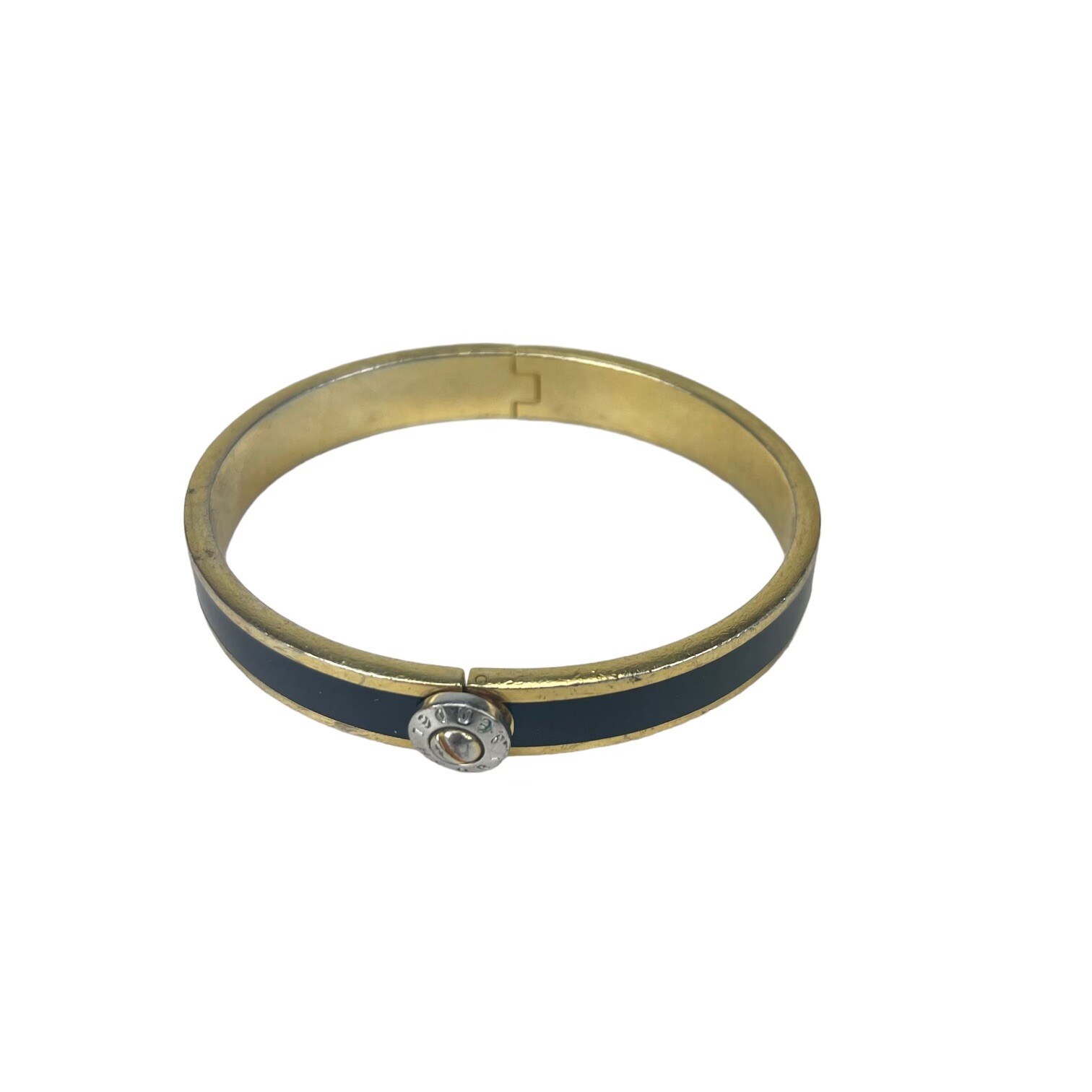 Vintage HENRI BENDEL Black & Gold Hinged Bangle Bracelet