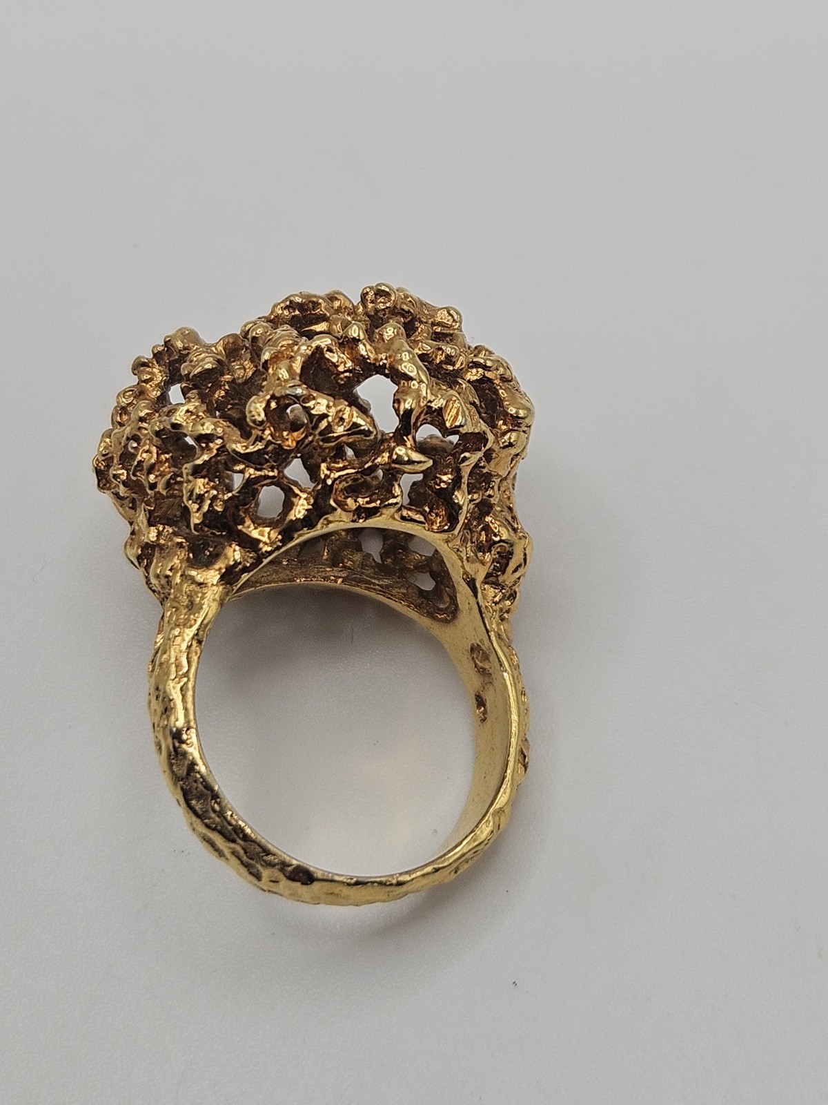 Vintage Modernist Brutalist Gold Tone Finish Over Brass Chunky Ring Size 6